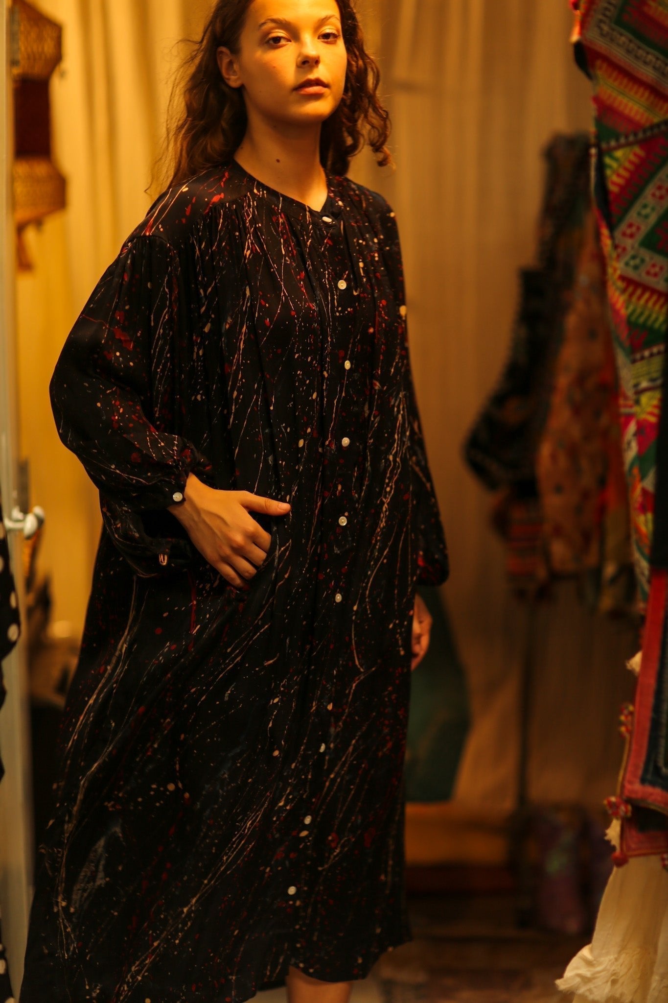 ELIZABETH SILK DRESS BLACK POLLOCK - MOMO STUDIO BERLIN - Berlin Concept Store - sustainable & ethical fashion