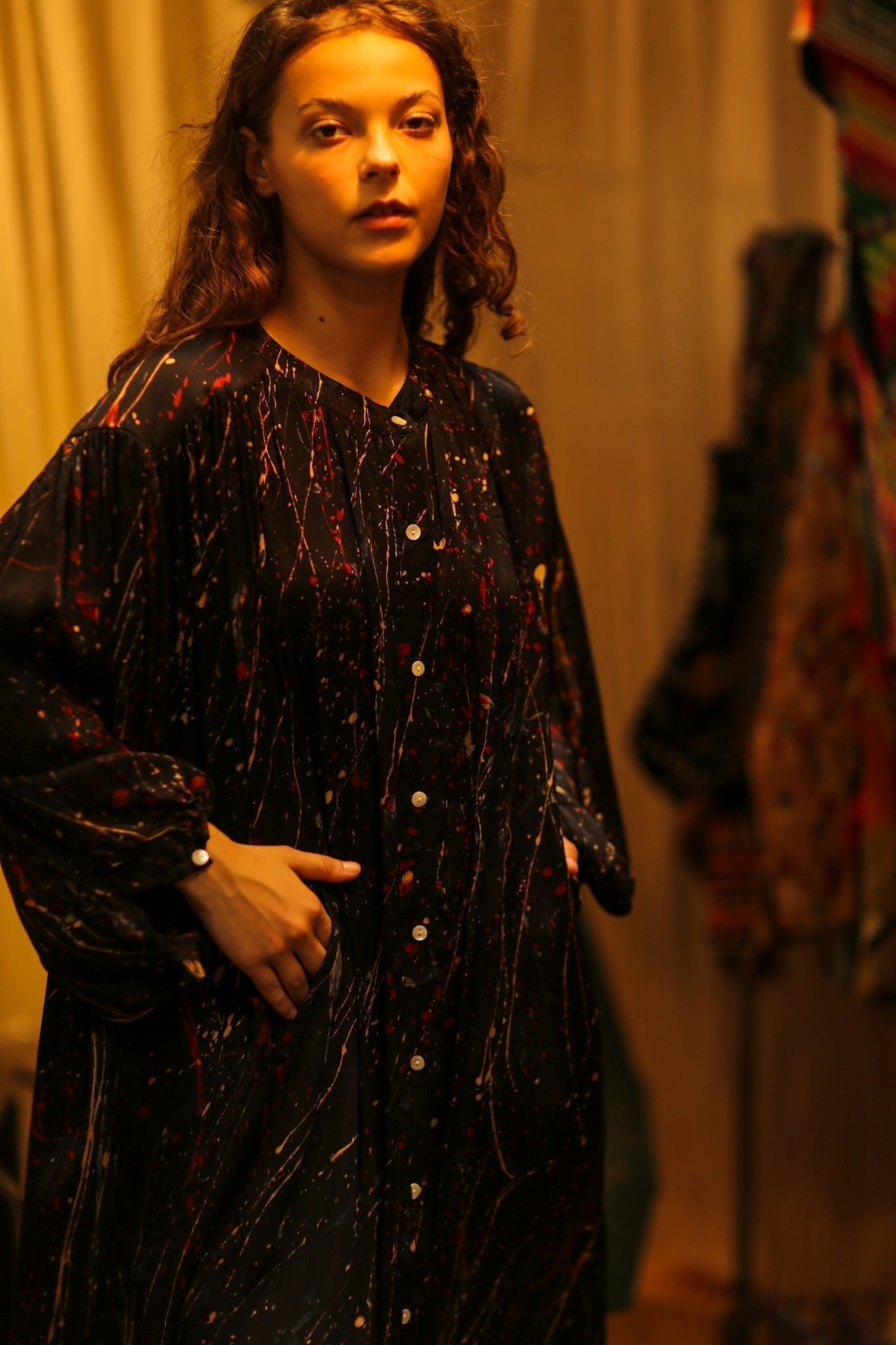 ELIZABETH SILK DRESS BLACK POLLOCK - MOMO STUDIO BERLIN - Berlin Concept Store - sustainable & ethical fashion