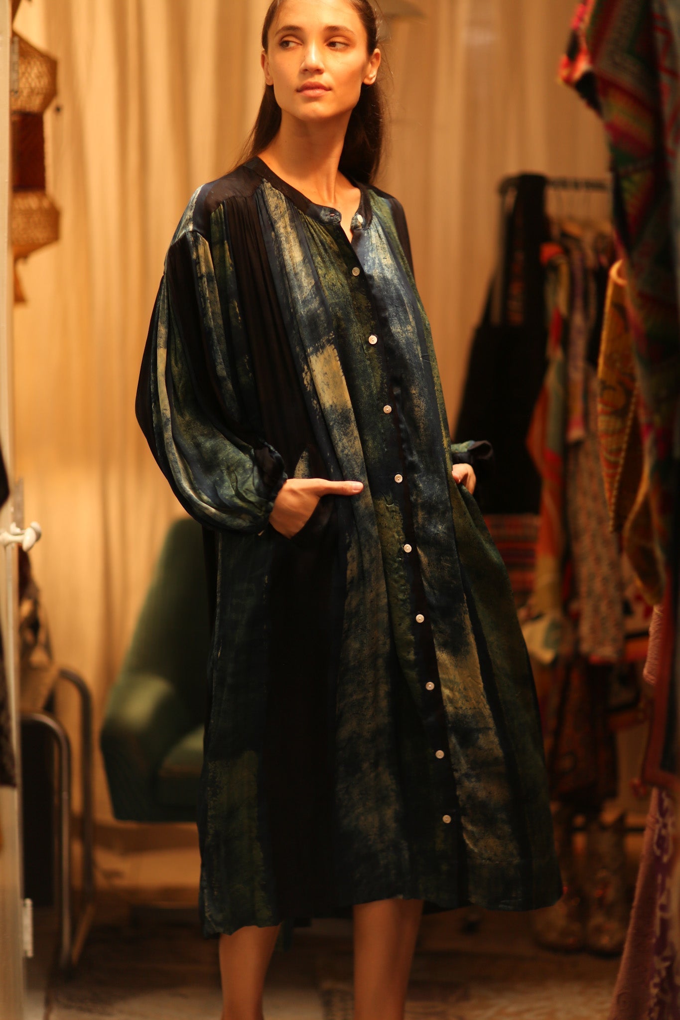 ELIZABETH SILK DRESS BLUE STRIPE - MOMO STUDIO BERLIN - Berlin Concept Store - sustainable & ethical fashion