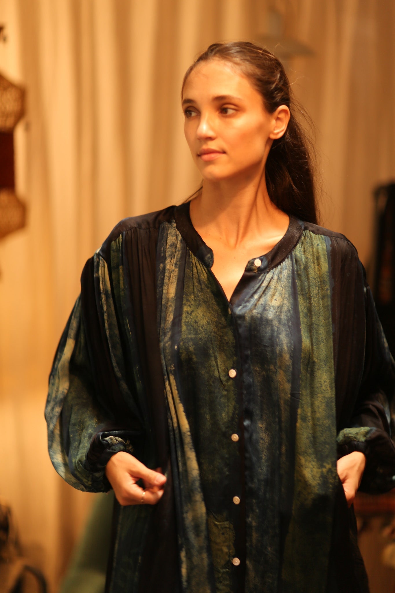 ELIZABETH SILK DRESS BLUE STRIPE - MOMO STUDIO BERLIN - Berlin Concept Store - sustainable & ethical fashion