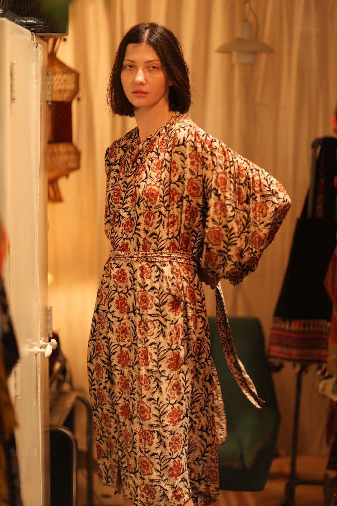 ELIZABETH SILK DRESS MUGHAL BLACK AND RED - MOMO STUDIO BERLIN - Berlin Concept Store - sustainable & ethical fashion
