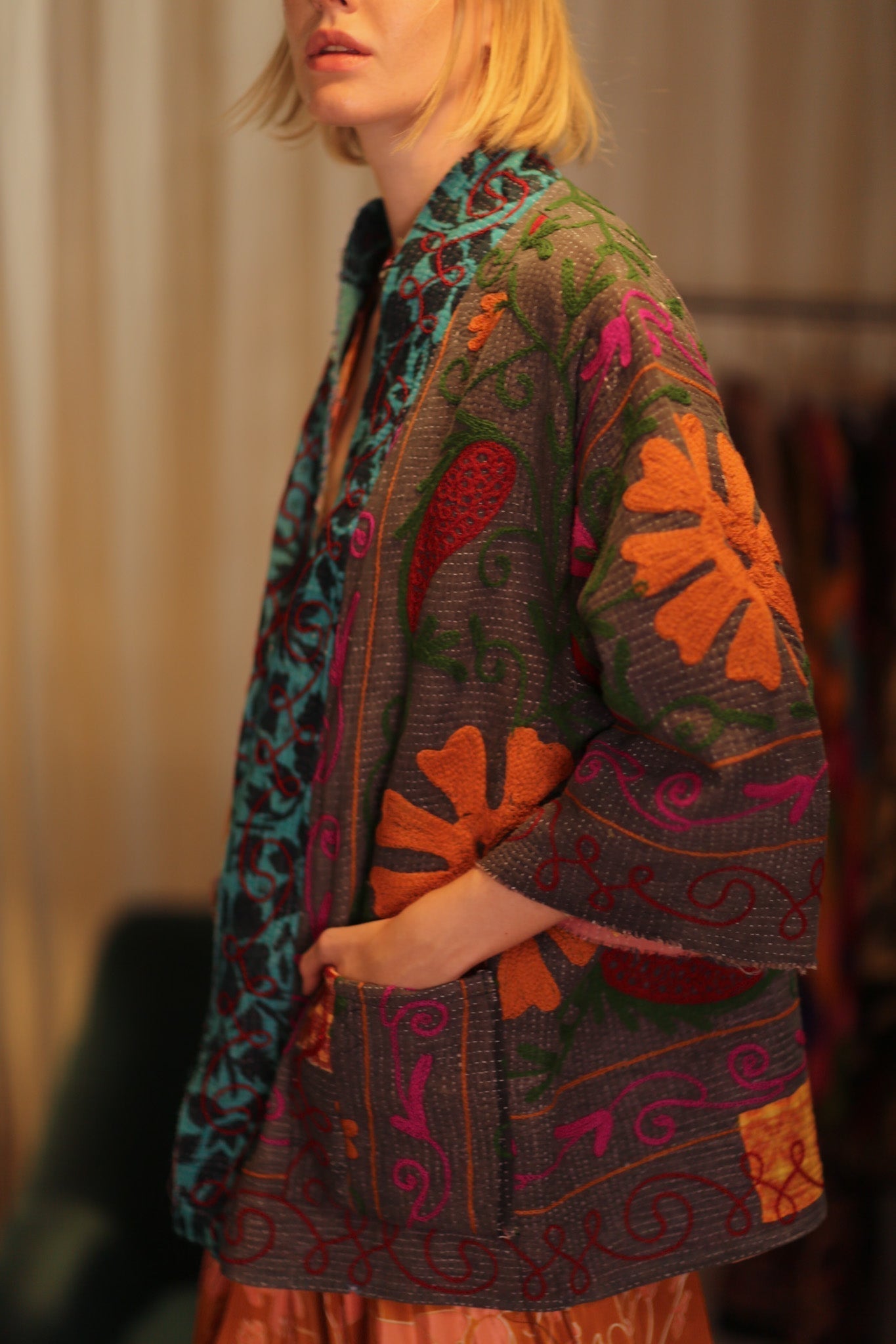 EMBROIDERED KANTHA KIMONO MONTY POT ROAST - MOMO STUDIO BERLIN - Berlin Concept Store - sustainable & ethical fashion