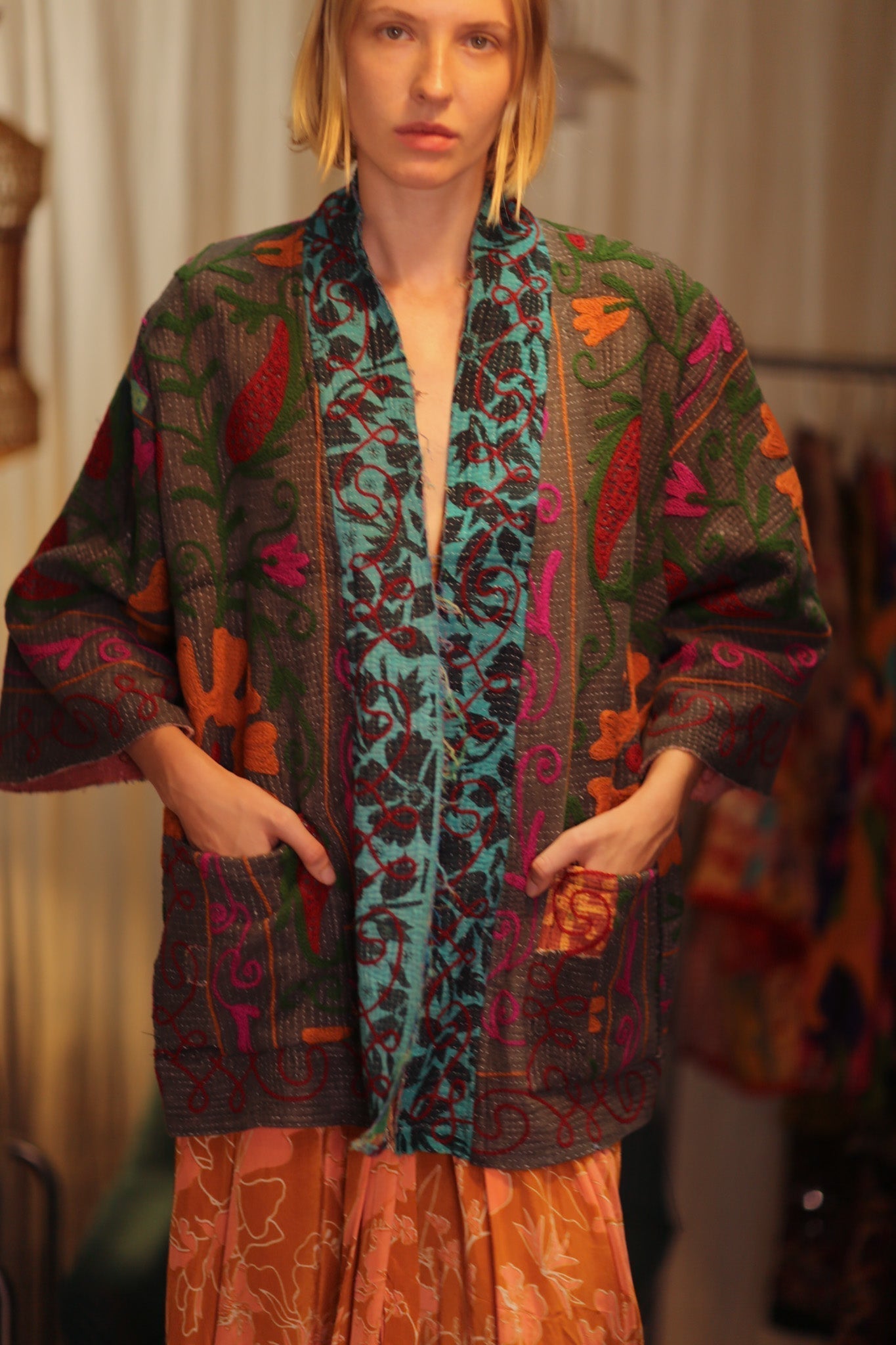 EMBROIDERED KANTHA KIMONO MONTY POT ROAST - MOMO STUDIO BERLIN - Berlin Concept Store - sustainable & ethical fashion