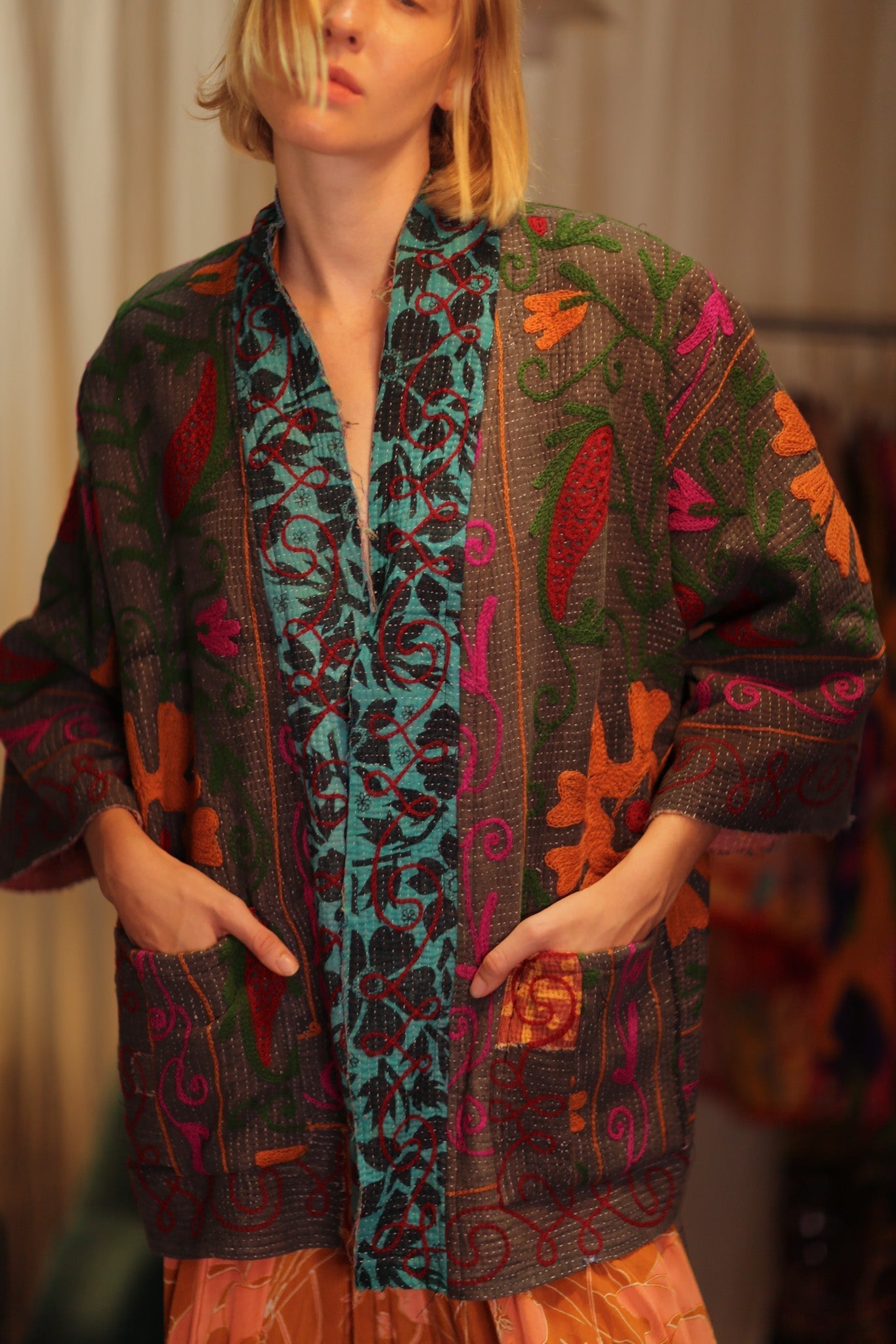 EMBROIDERED KANTHA KIMONO MONTY POT ROAST - MOMO STUDIO BERLIN - Berlin Concept Store - sustainable & ethical fashion