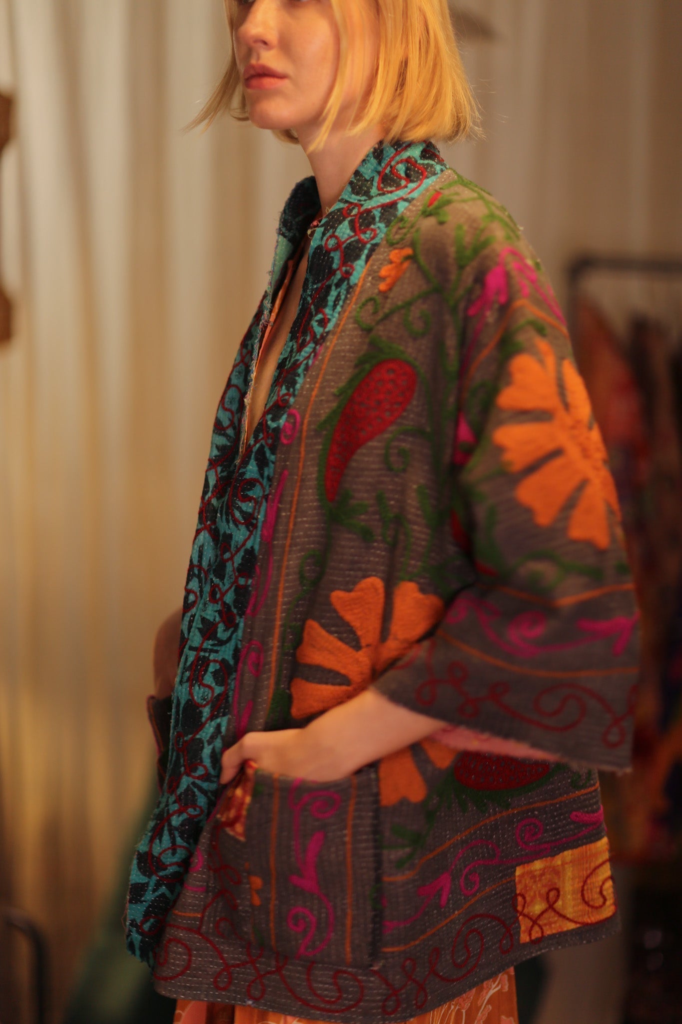EMBROIDERED KANTHA KIMONO MONTY POT ROAST - MOMO STUDIO BERLIN - Berlin Concept Store - sustainable & ethical fashion