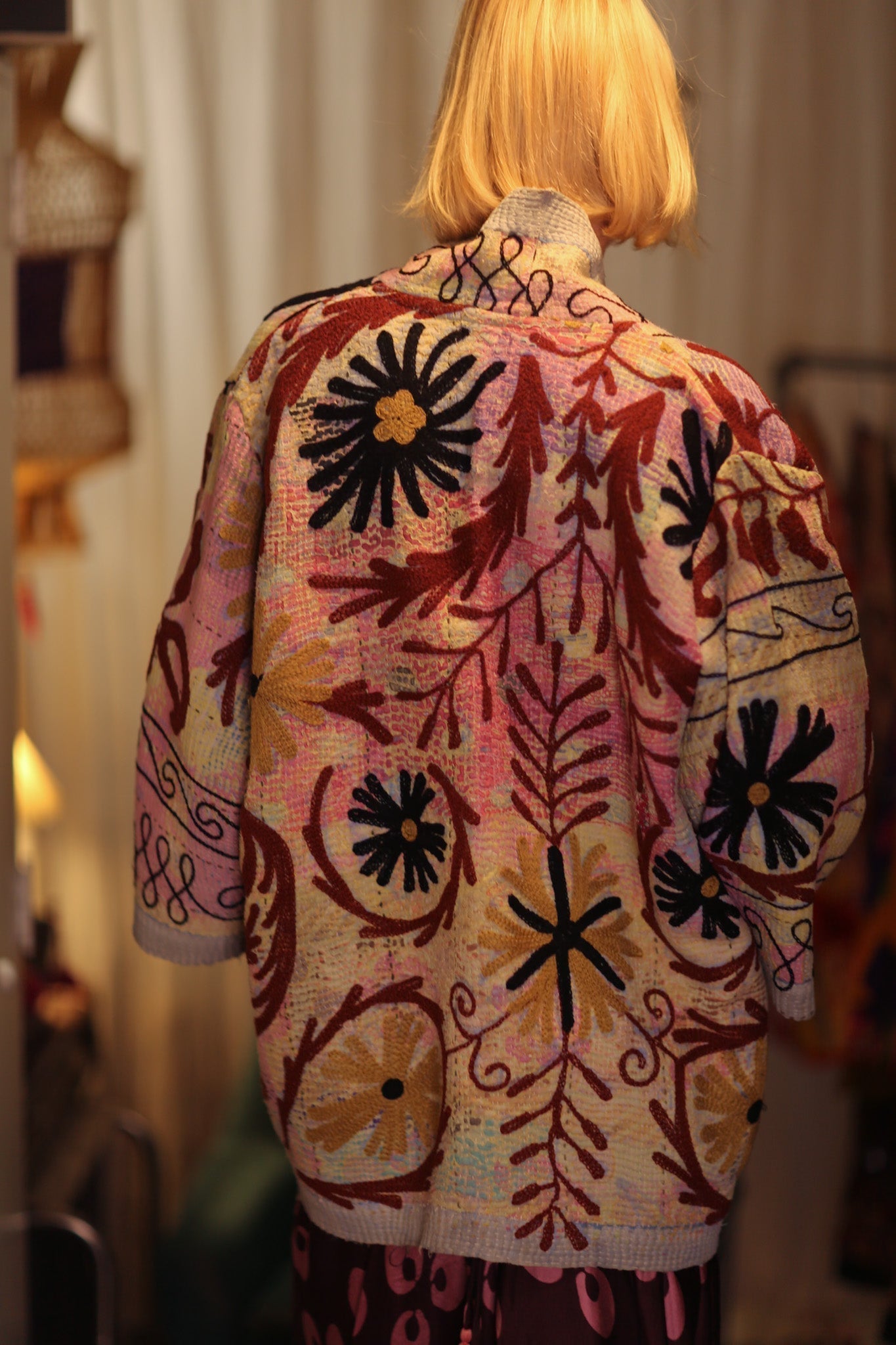 EMBROIDERED KANTHA KIMONO MONTY RED WINE - MOMO STUDIO BERLIN - Berlin Concept Store - sustainable & ethical fashion