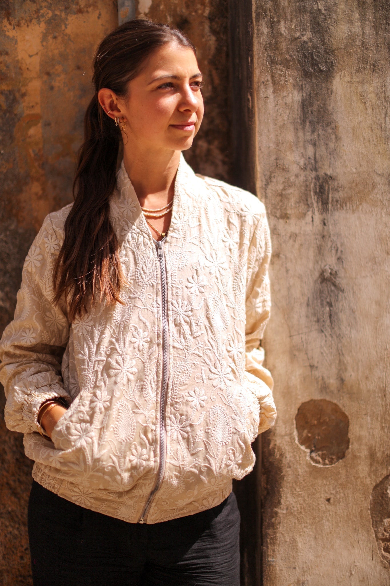 EMBROIDERED SILK BOMBER JACKET GINA - MOMO STUDIO BERLIN - Berlin Concept Store - sustainable & ethical fashion