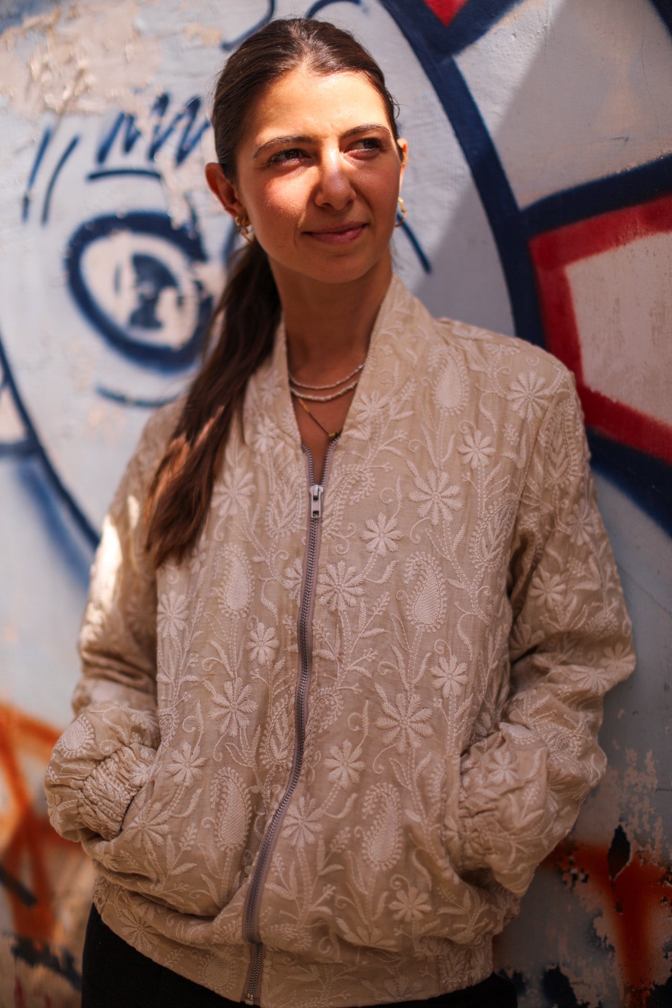 EMBROIDERED SILK BOMBER JACKET GINA - MOMO STUDIO BERLIN - Berlin Concept Store - sustainable & ethical fashion