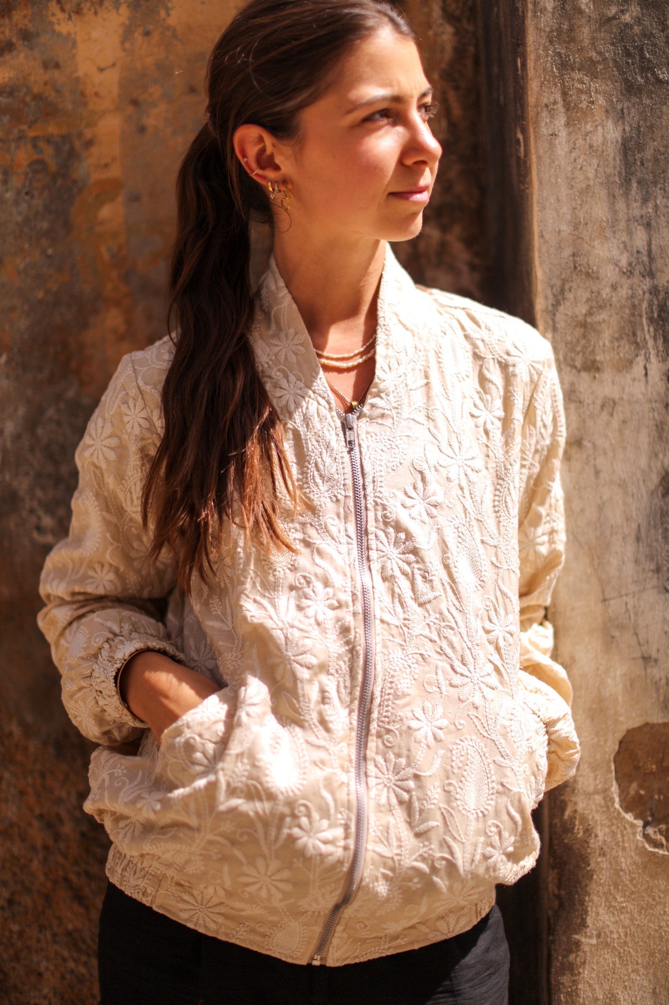 EMBROIDERED SILK BOMBER JACKET GINA - MOMO STUDIO BERLIN - Berlin Concept Store - sustainable & ethical fashion