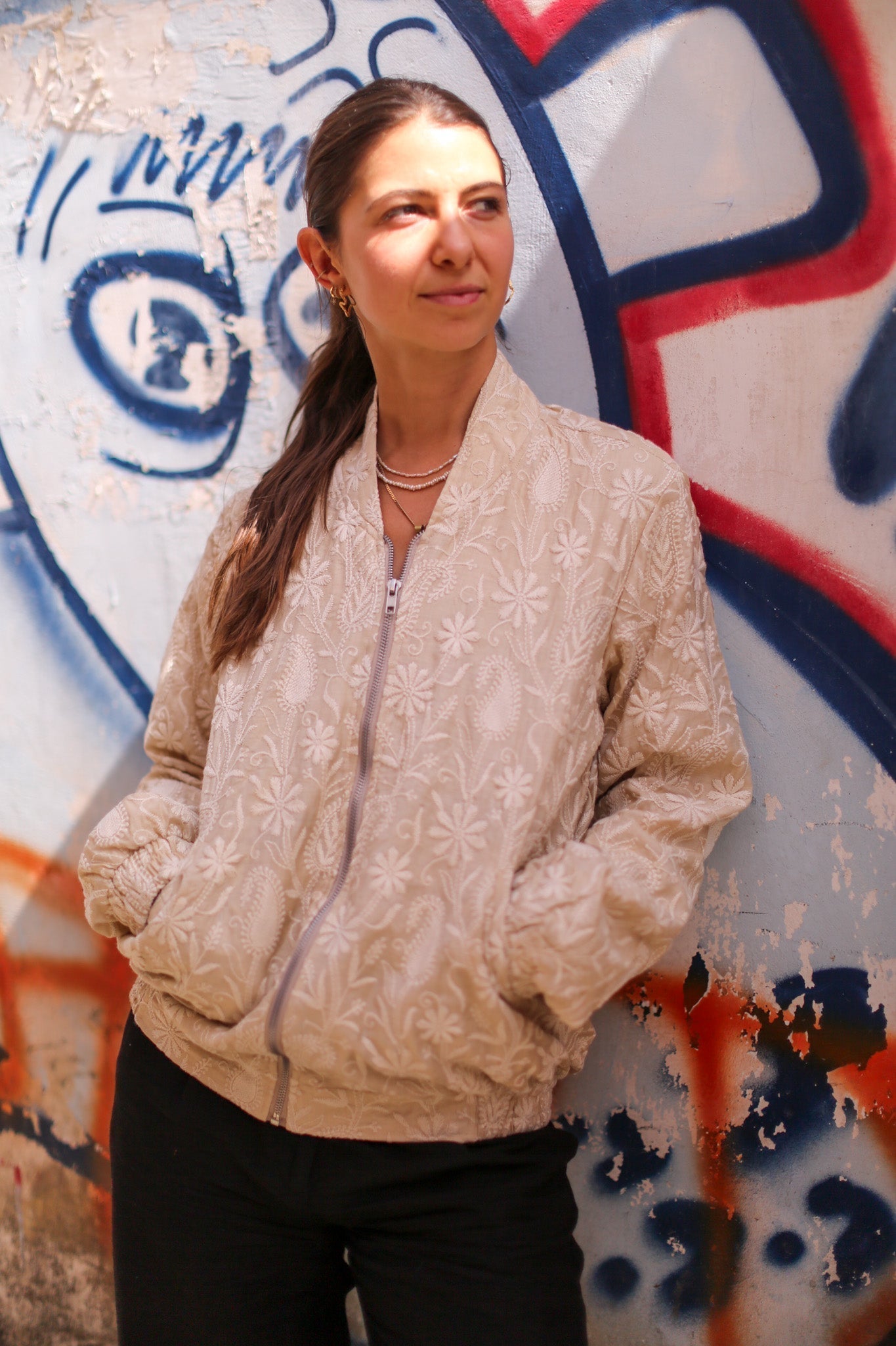 EMBROIDERED SILK BOMBER JACKET GINA - MOMO STUDIO BERLIN - Berlin Concept Store - sustainable & ethical fashion