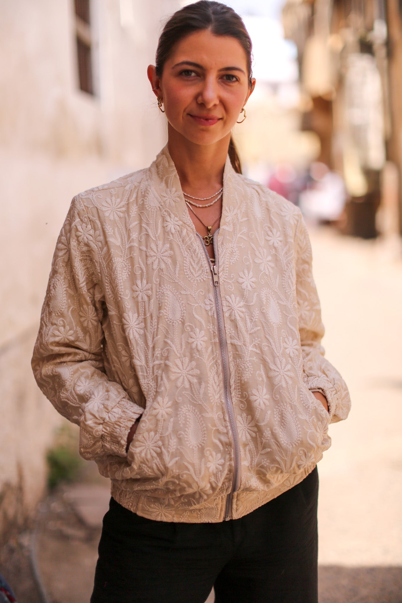 EMBROIDERED SILK BOMBER JACKET GINA - MOMO STUDIO BERLIN - Berlin Concept Store - sustainable & ethical fashion