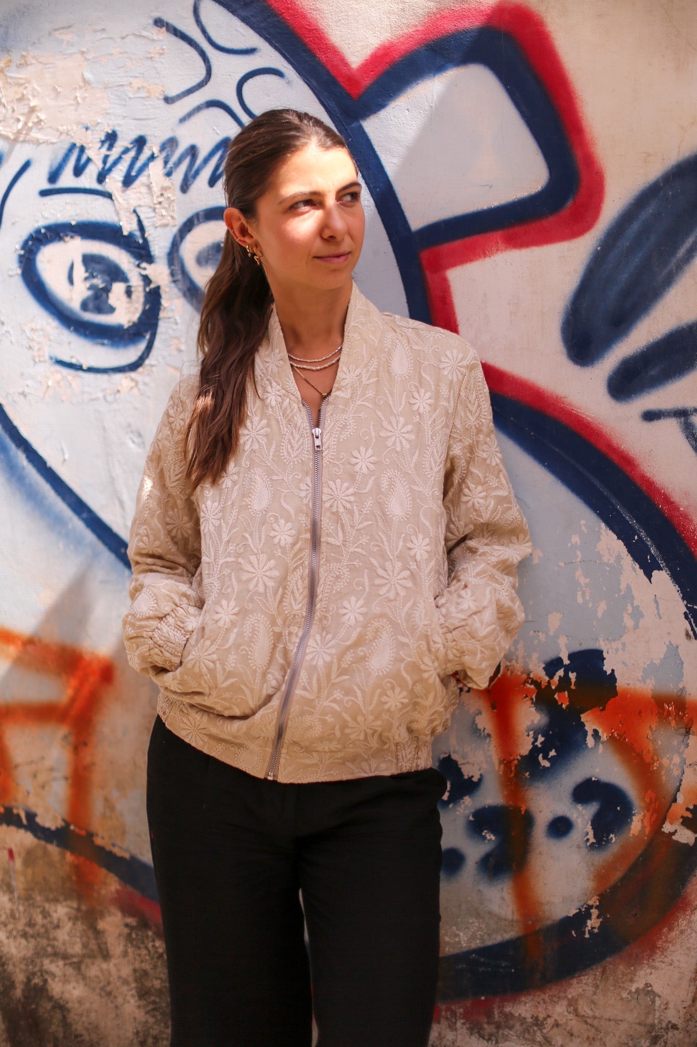 EMBROIDERED SILK BOMBER JACKET GINA - MOMO STUDIO BERLIN - Berlin Concept Store - sustainable & ethical fashion