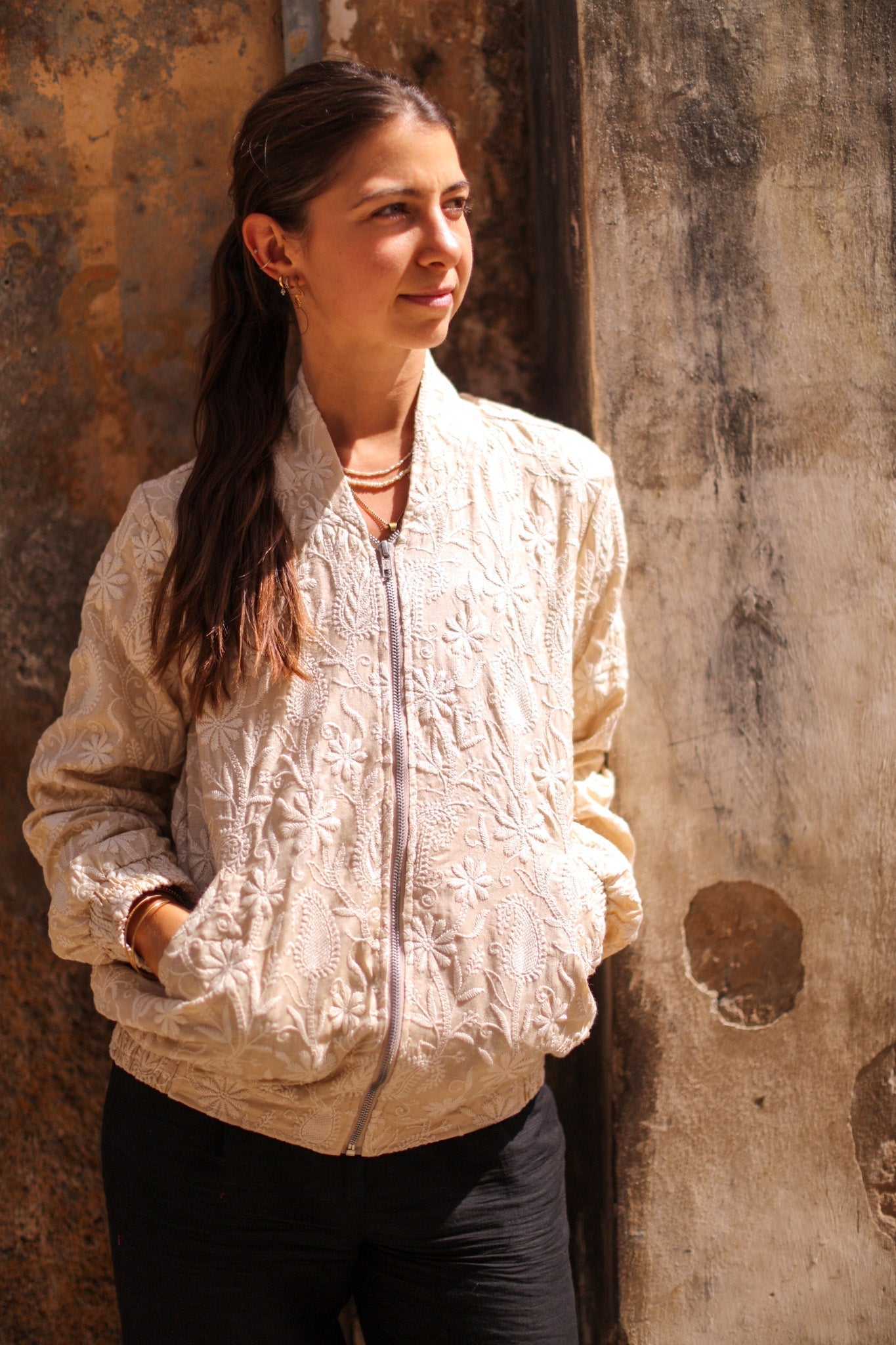 EMBROIDERED SILK BOMBER JACKET GINA - MOMO STUDIO BERLIN - Berlin Concept Store - sustainable & ethical fashion