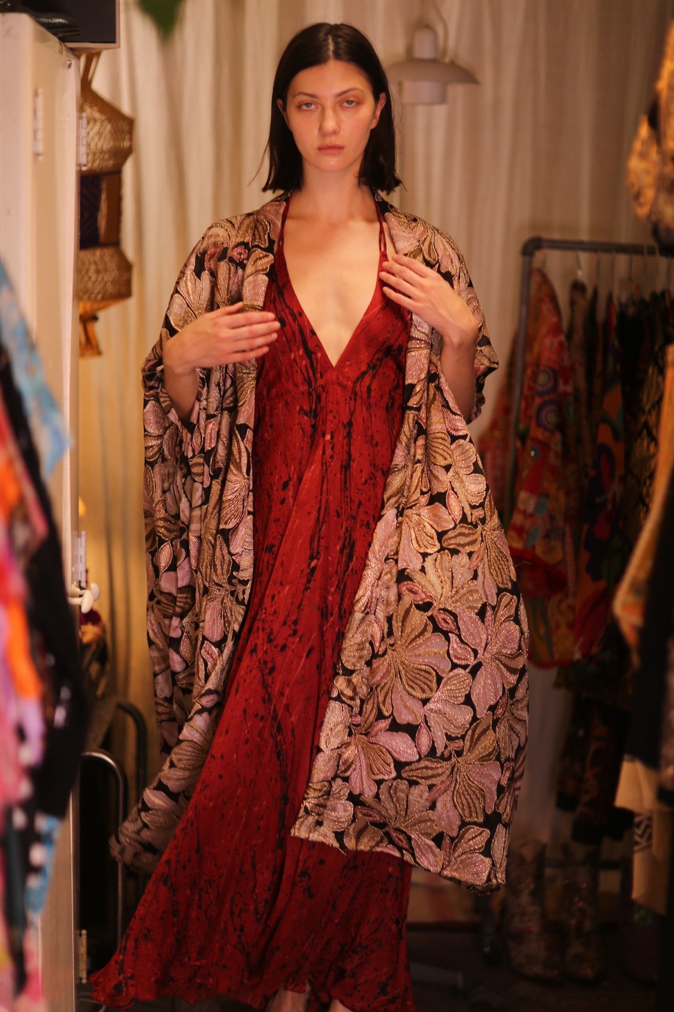 EMBROIDERED SILK NOVELTY KIMONO BEAMS - MOMO STUDIO BERLIN - Berlin Concept Store - sustainable & ethical fashion