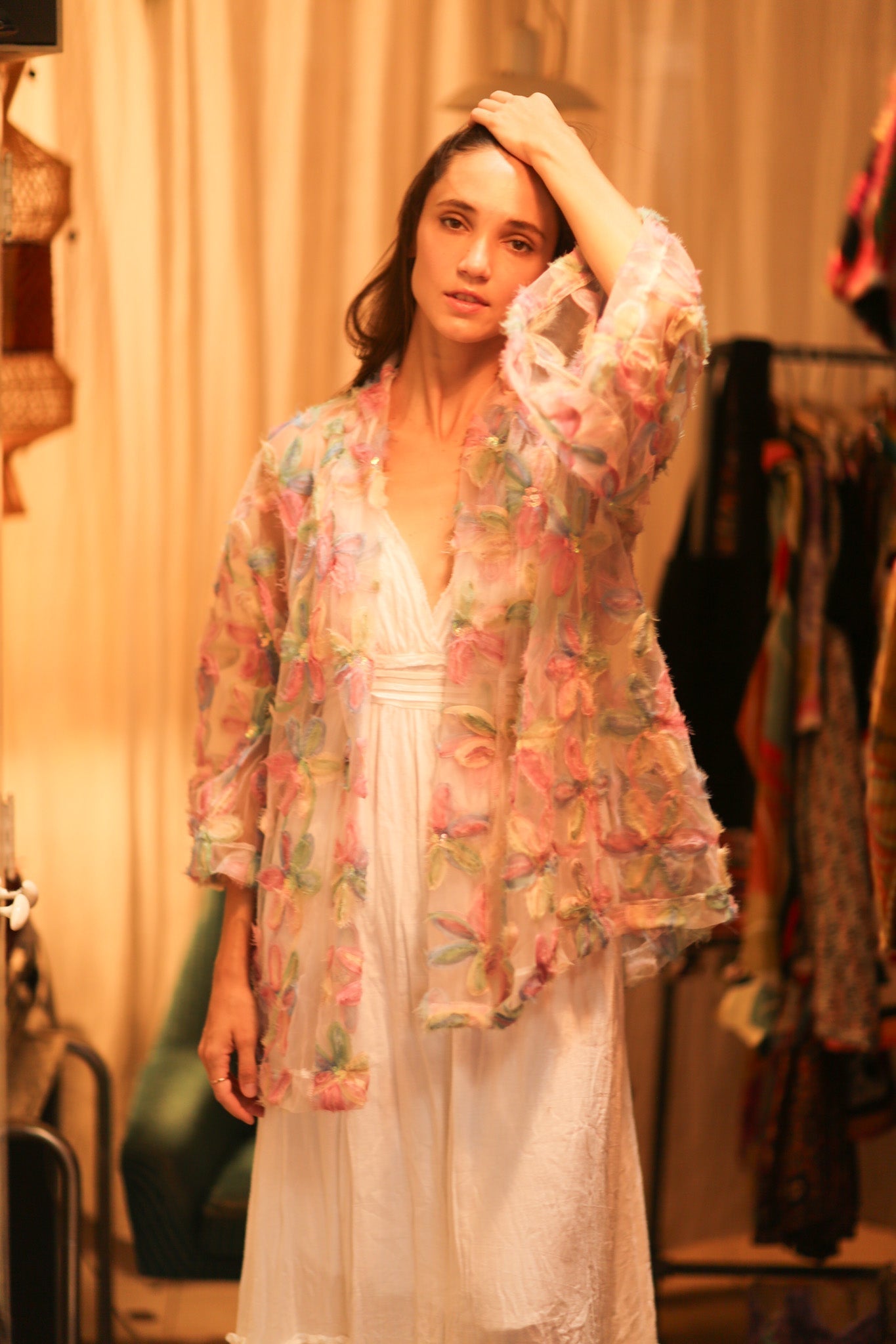 FEATHER FRILL SHORT KIMONO LORILA - MOMO STUDIO BERLIN - Berlin Concept Store - sustainable & ethical fashion
