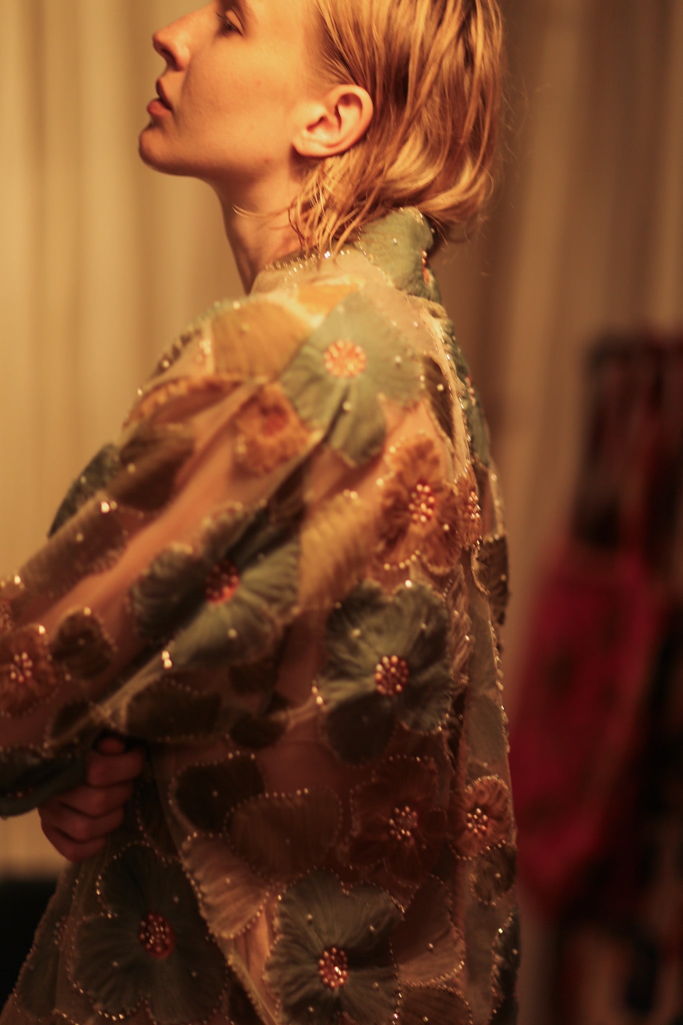 FLO SEQUINED EMBROIDERED SHORT KIMONO BLUE - MOMO STUDIO BERLIN - Berlin Concept Store - sustainable & ethical fashion