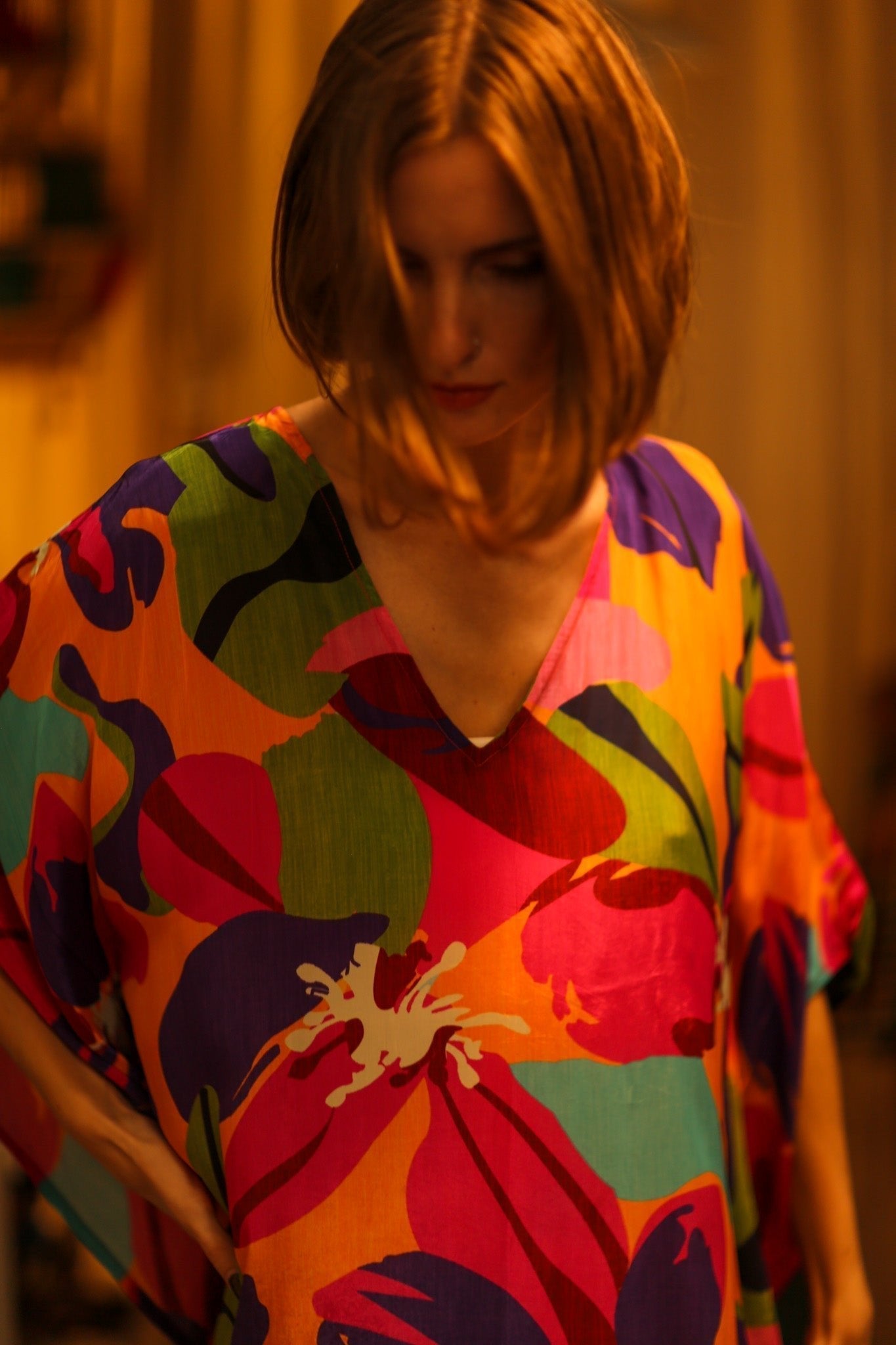 FLOWER PRINT SILK KAFTAN MILEY - MOMO STUDIO BERLIN - Berlin Concept Store - sustainable & ethical fashion