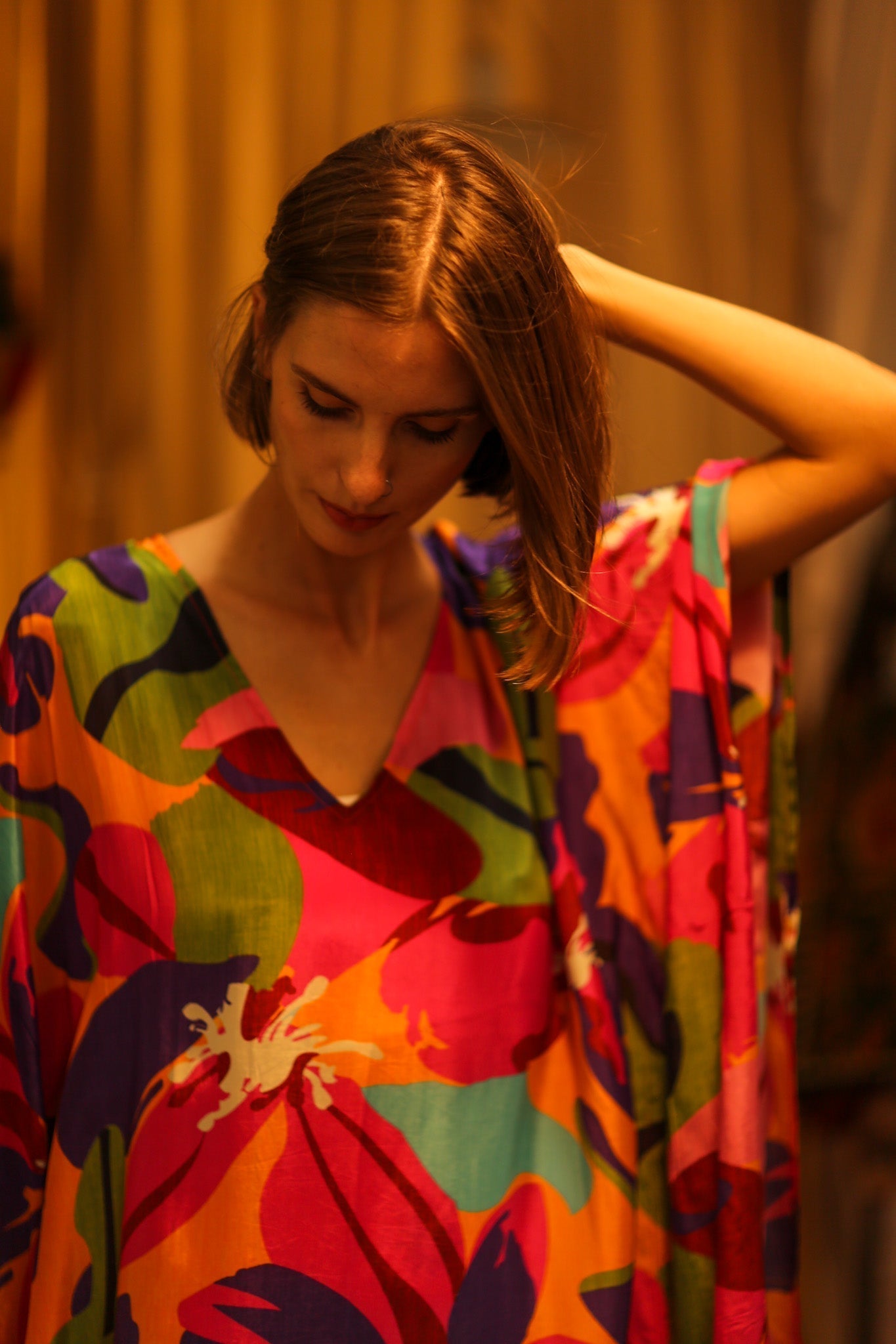 FLOWER PRINT SILK KAFTAN MILEY - MOMO STUDIO BERLIN - Berlin Concept Store - sustainable & ethical fashion