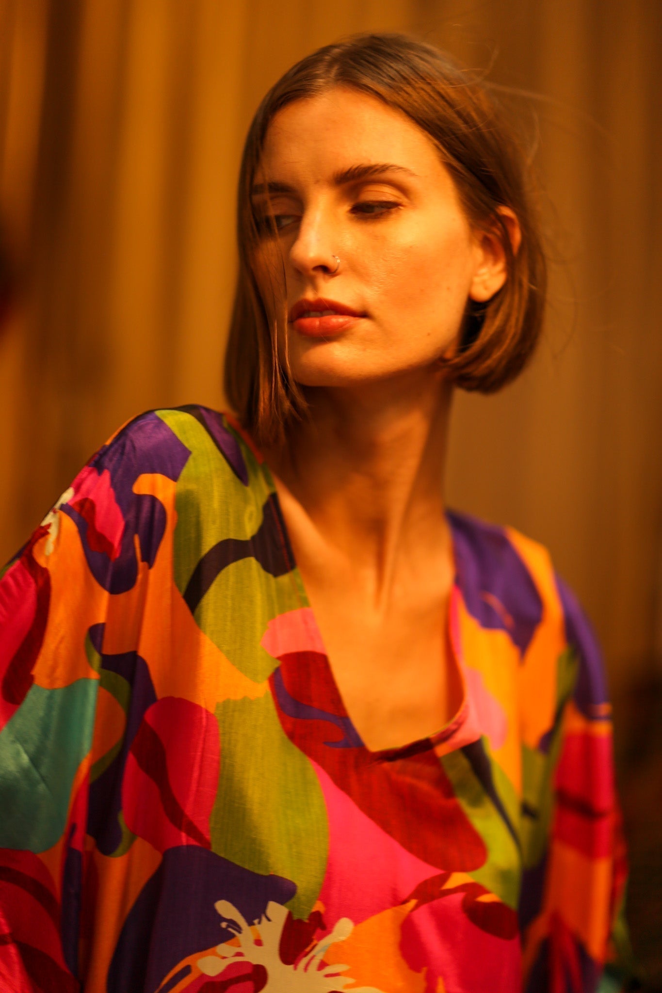 FLOWER PRINT SILK KAFTAN MILEY - MOMO STUDIO BERLIN - Berlin Concept Store - sustainable & ethical fashion