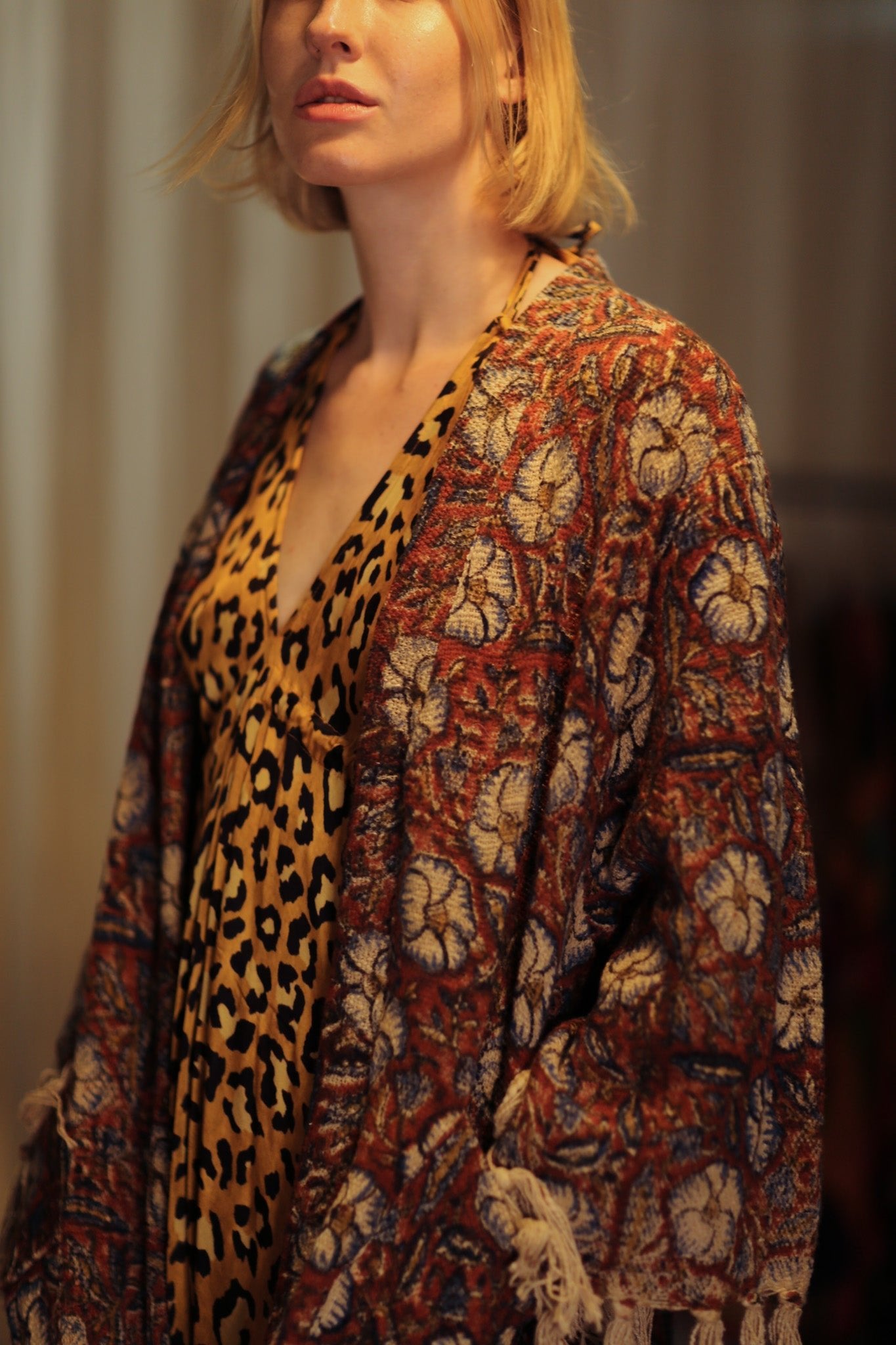 FRINGED JACKET BLUE FLOWERS - MOMO STUDIO BERLIN - Berlin Concept Store - sustainable & ethical fashion