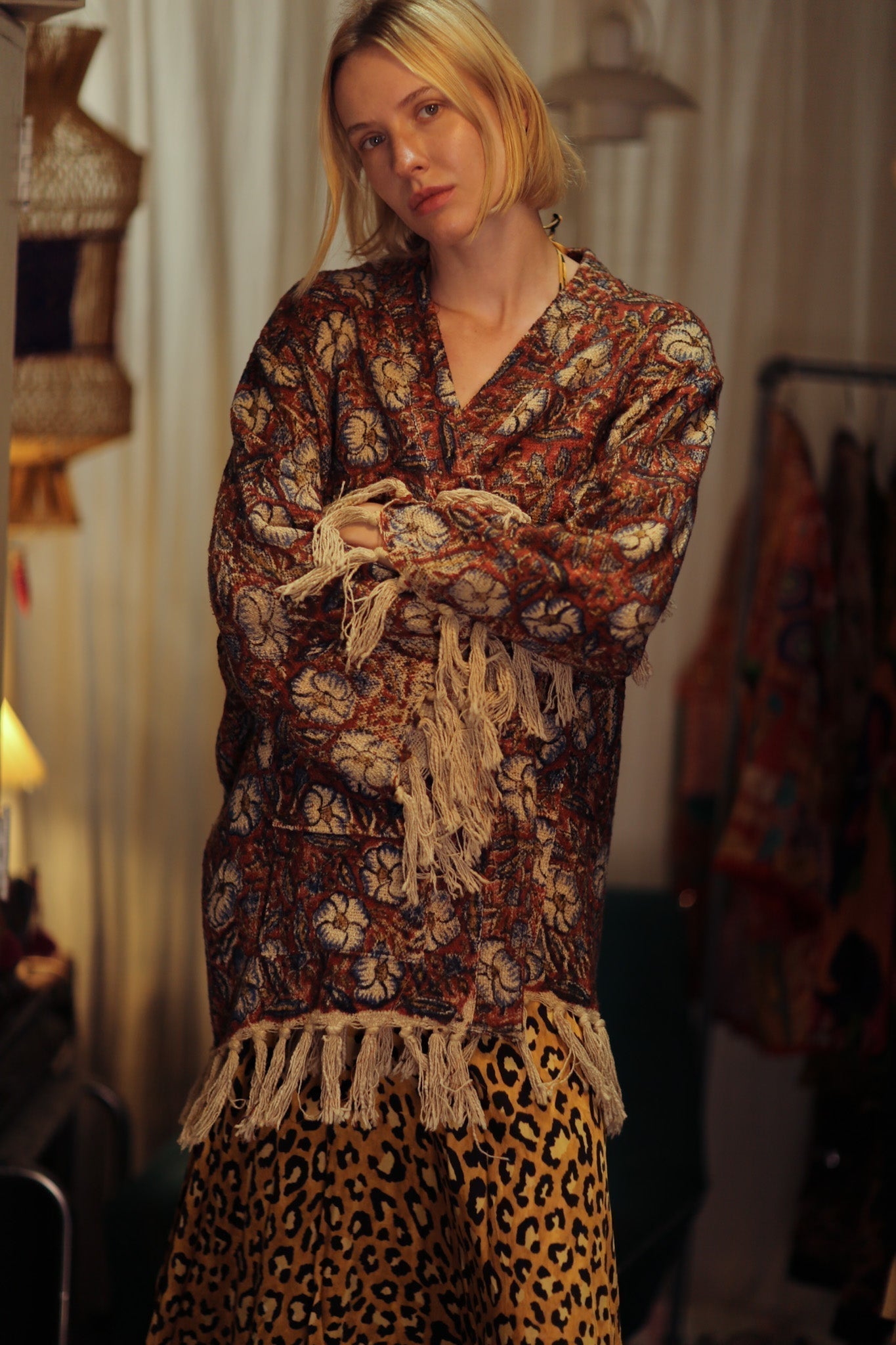 FRINGED JACKET BLUE FLOWERS - MOMO STUDIO BERLIN - Berlin Concept Store - sustainable & ethical fashion