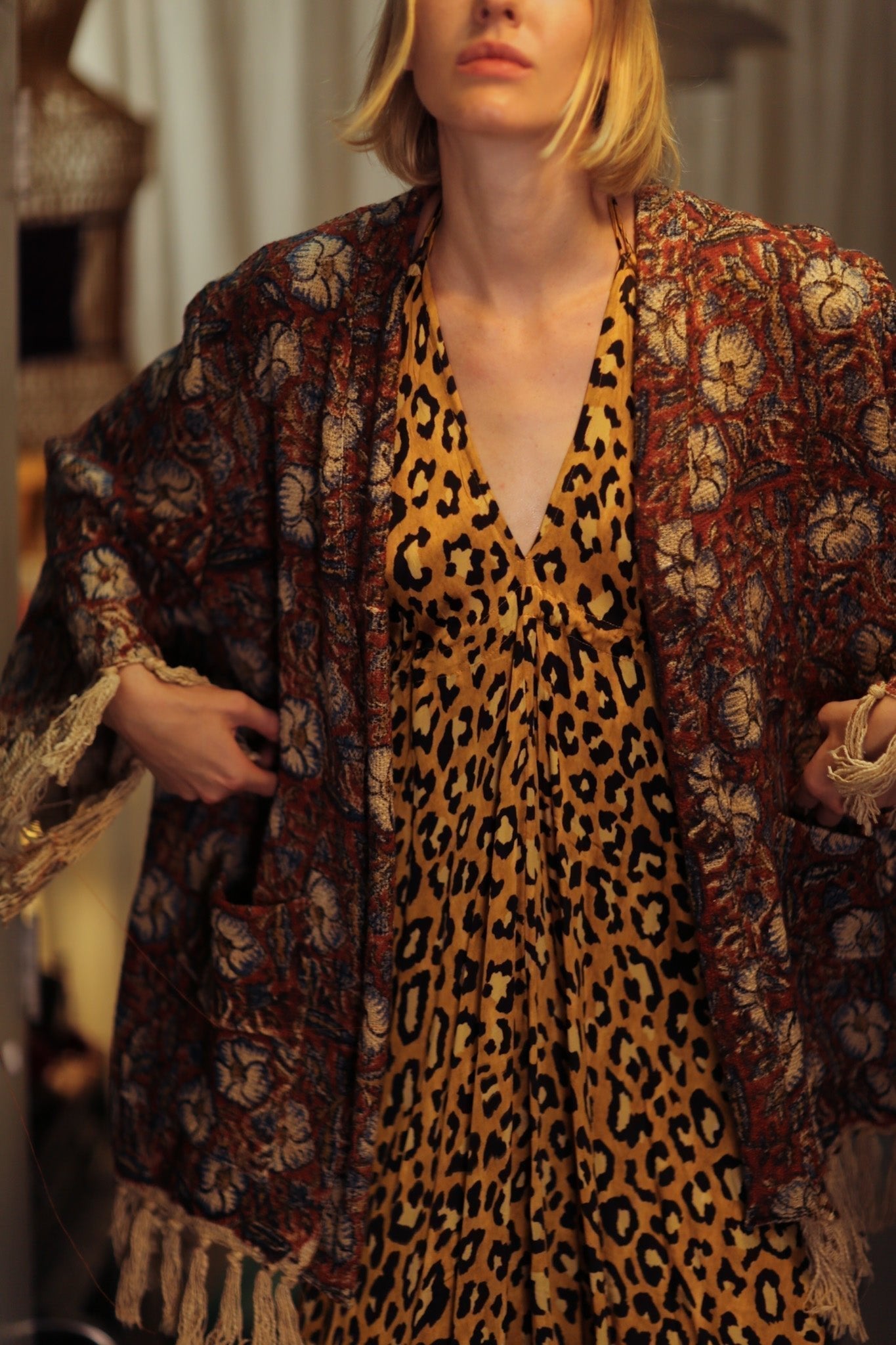 FRINGED JACKET BLUE FLOWERS - MOMO STUDIO BERLIN - Berlin Concept Store - sustainable & ethical fashion