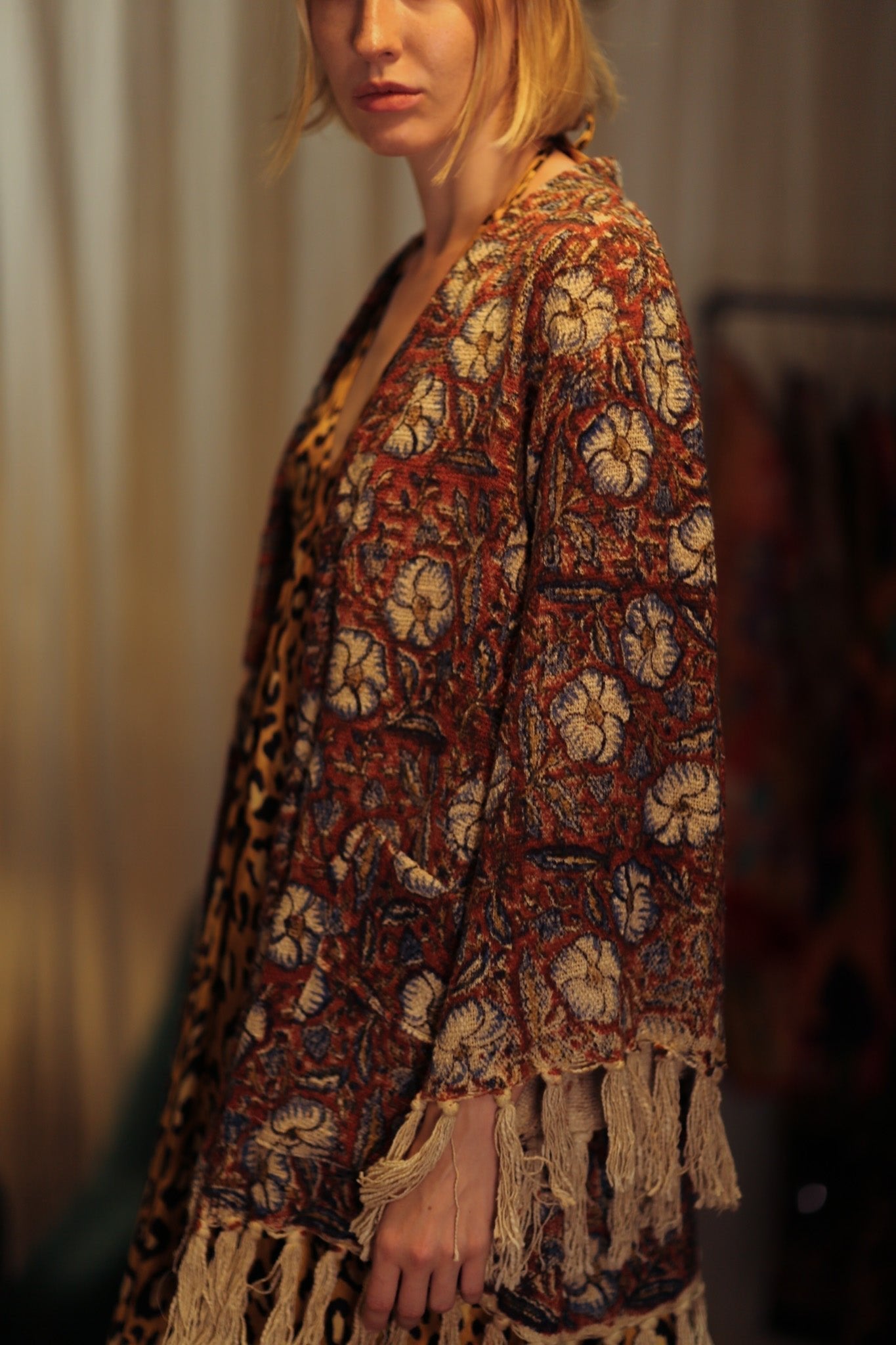 FRINGED JACKET BLUE FLOWERS - MOMO STUDIO BERLIN - Berlin Concept Store - sustainable & ethical fashion
