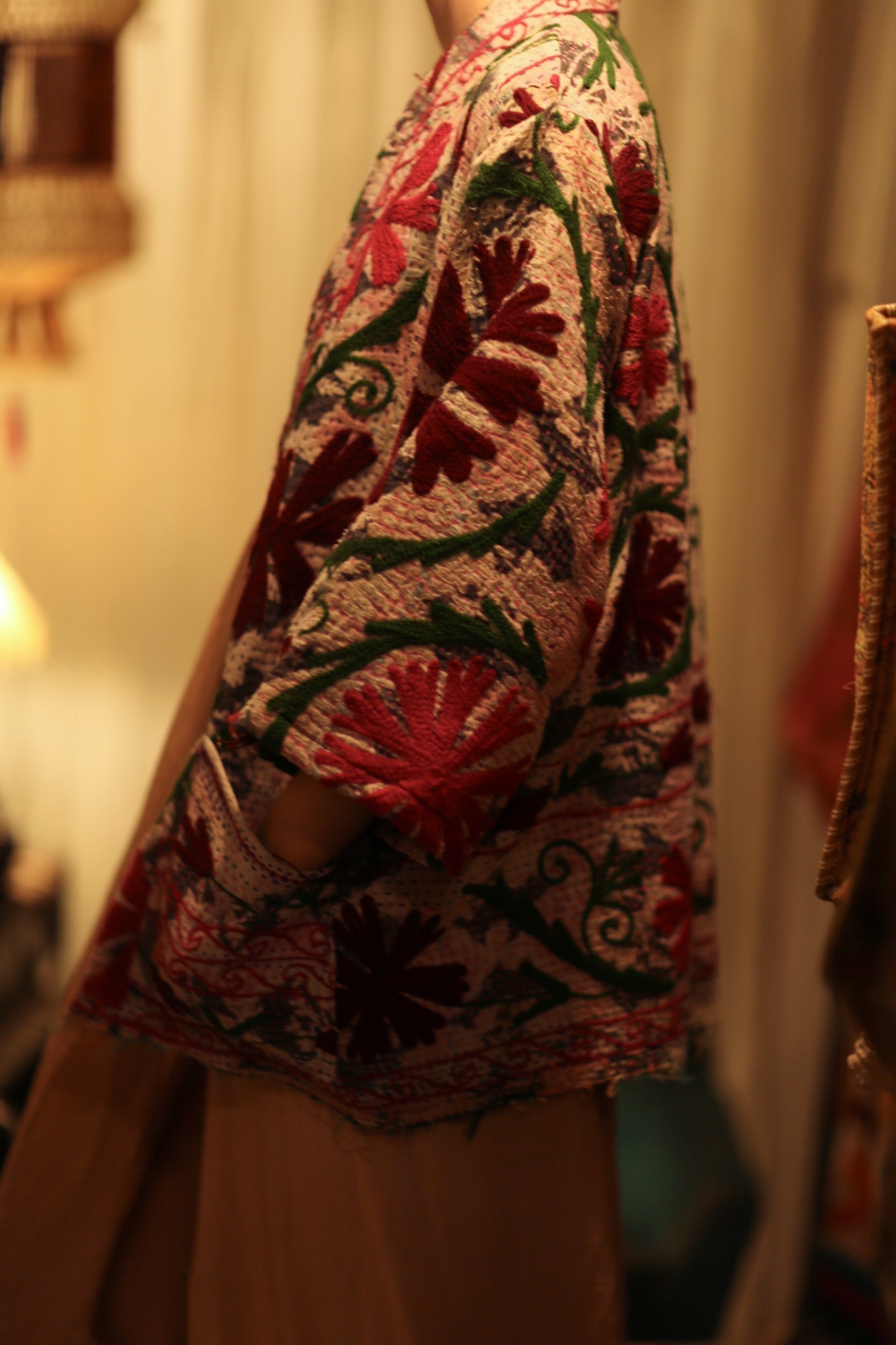 GINEVRA KANTHA EMBROIDERED KIMONO BURGUNDY - MOMO STUDIO BERLIN - Berlin Concept Store - sustainable & ethical fashion
