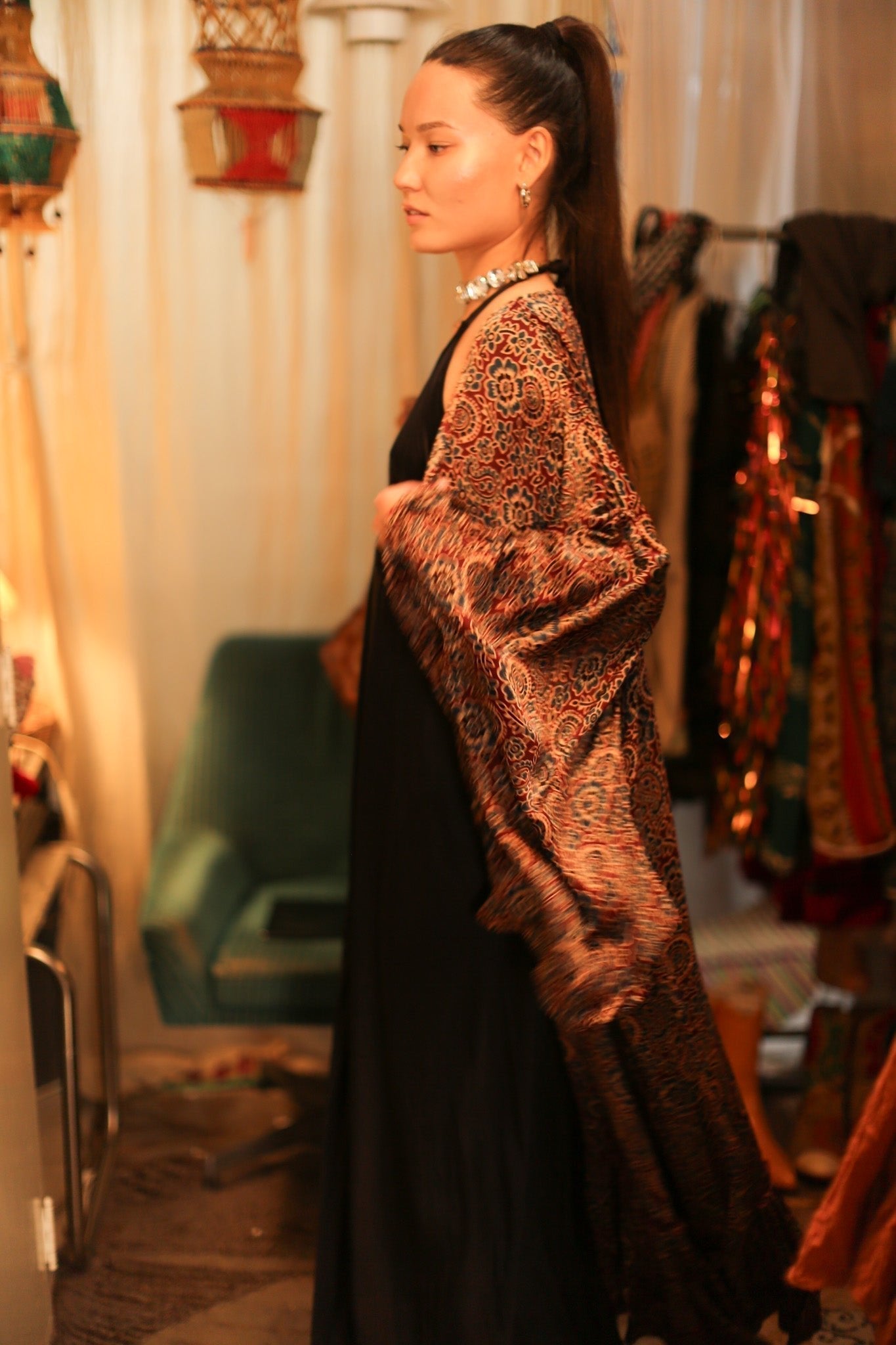 HAND BLOCK SILK XL KIMONO BINA - MOMO STUDIO BERLIN - Berlin Concept Store - sustainable & ethical fashion