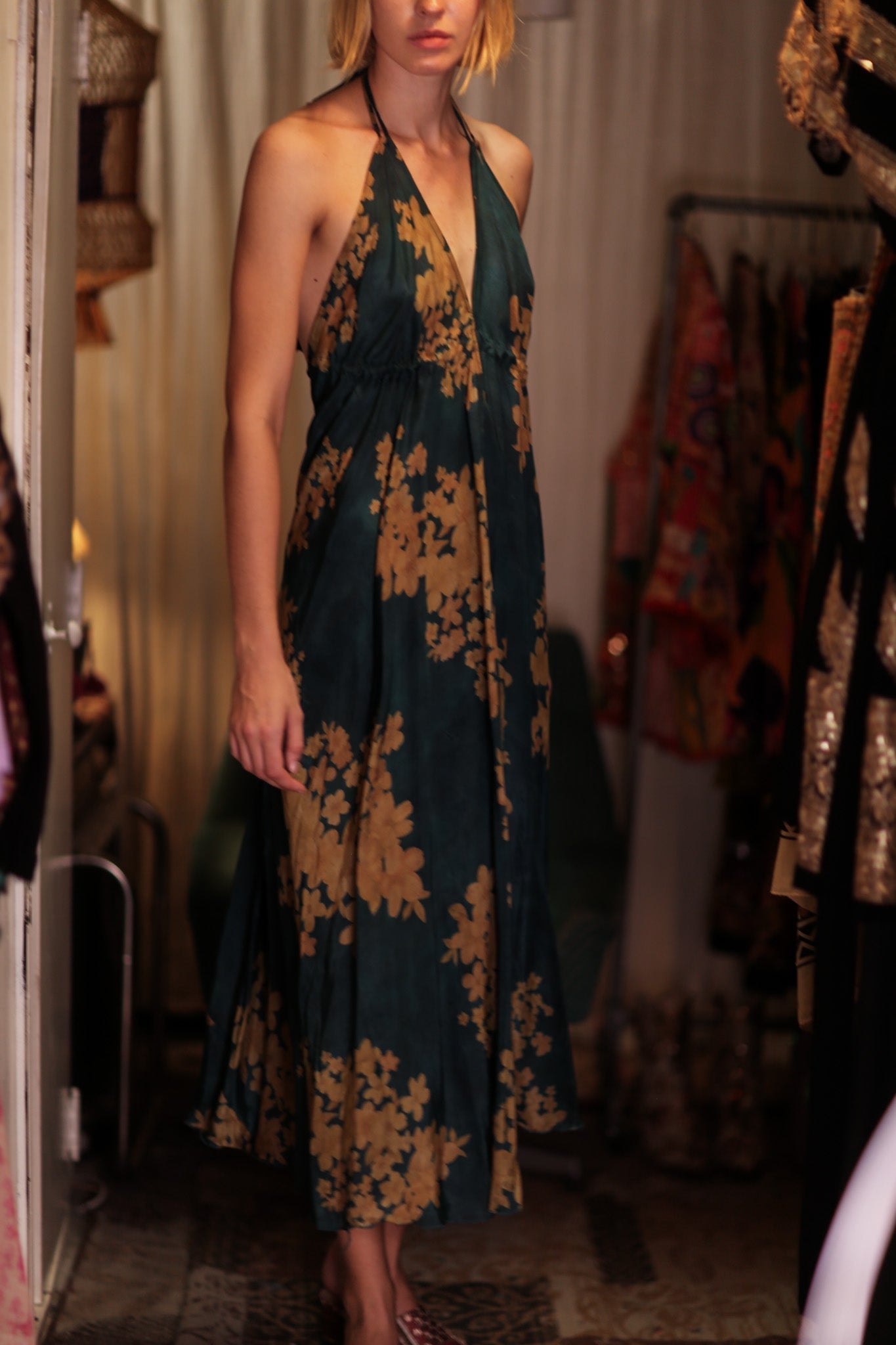 HANNAH SILK DRESS GOLDEN BOUQUET - MOMO STUDIO BERLIN - Berlin Concept Store - sustainable & ethical fashion