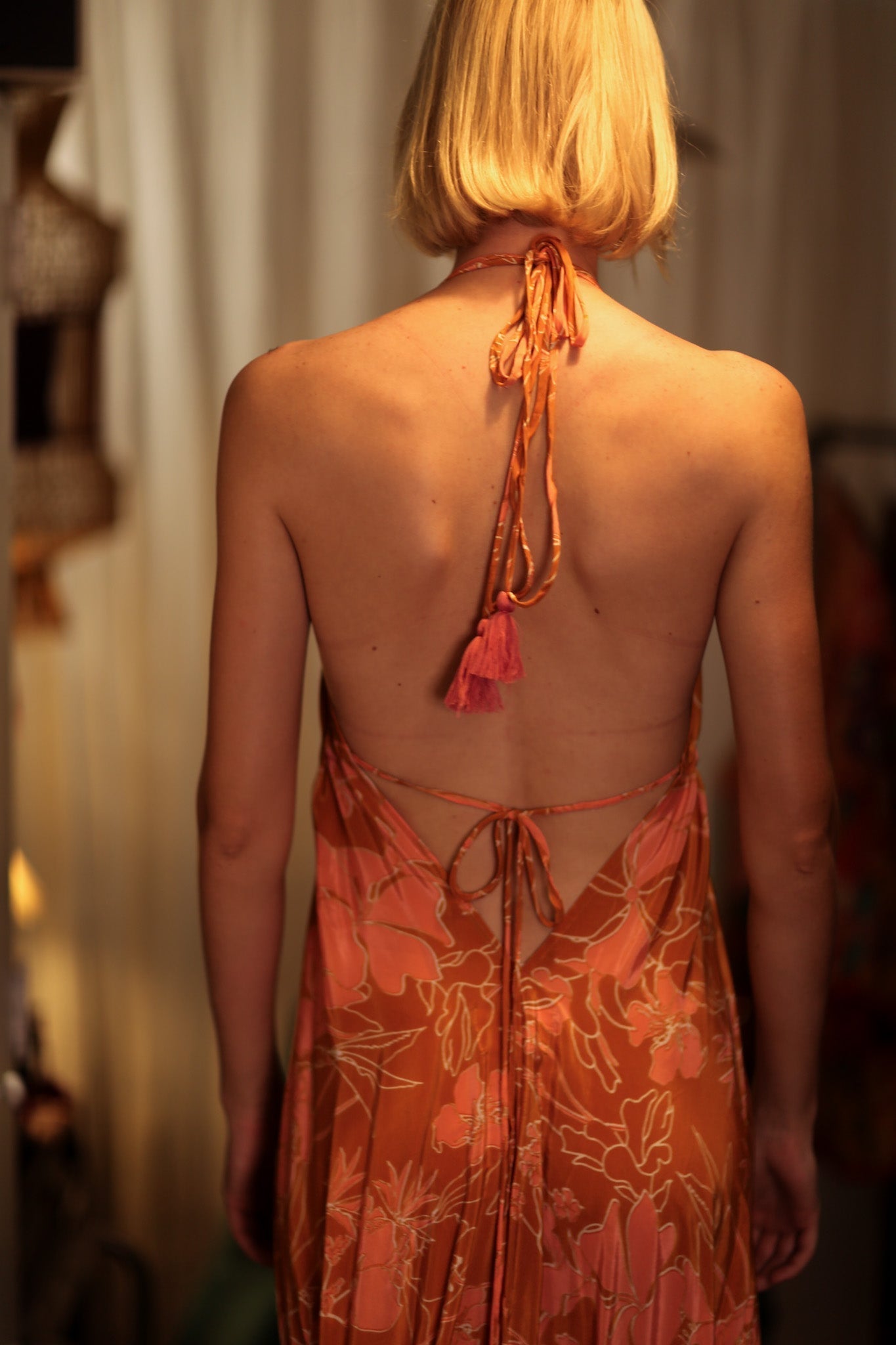 HANNAH SILK DRESS ORANGE FLOWER - MOMO STUDIO BERLIN - Berlin Concept Store - sustainable & ethical fashion