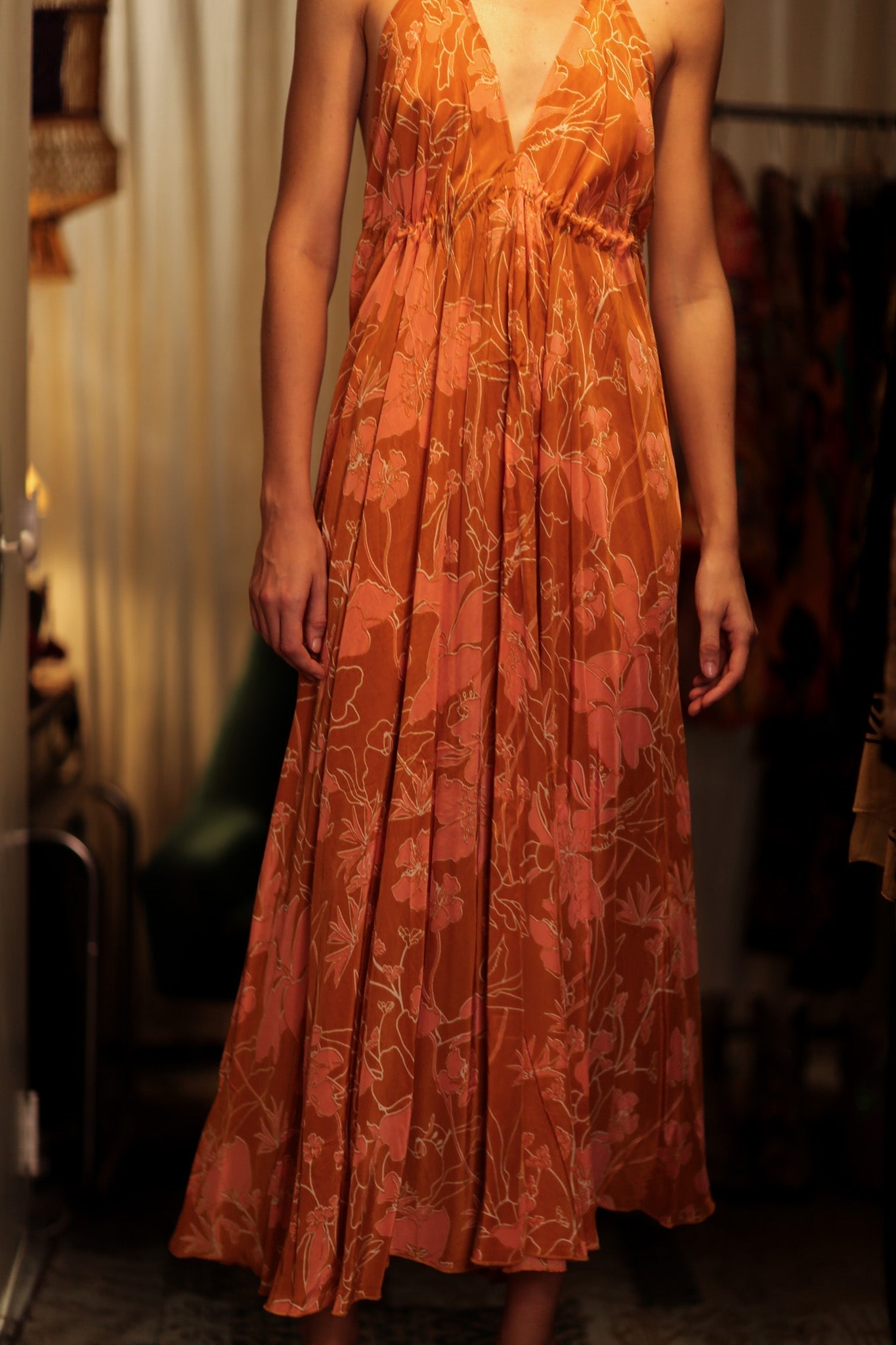 HANNAH SILK DRESS ORANGE FLOWER - MOMO STUDIO BERLIN - Berlin Concept Store - sustainable & ethical fashion