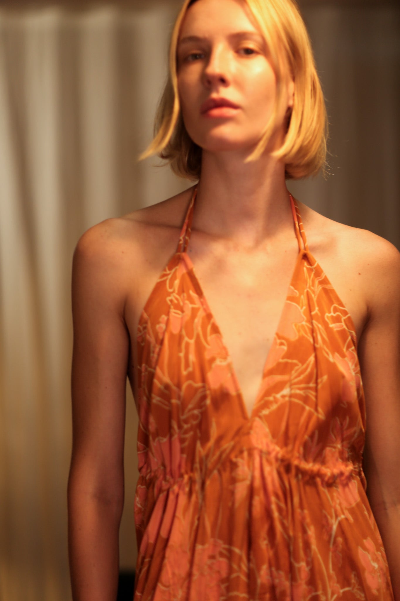 HANNAH SILK DRESS ORANGE FLOWER - MOMO STUDIO BERLIN - Berlin Concept Store - sustainable & ethical fashion