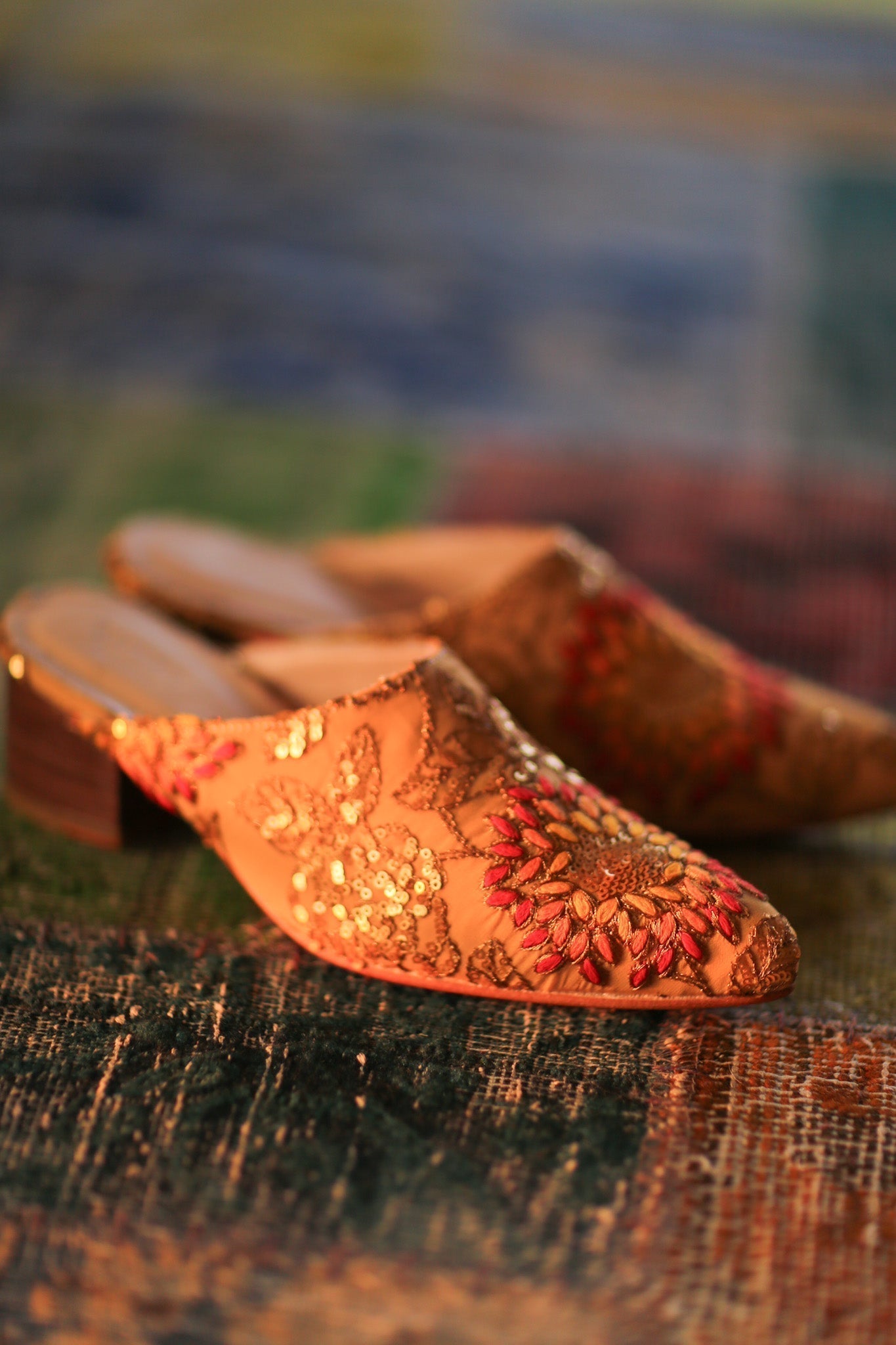 HEELED MULES SILK EMBROIDERED QUINA - MOMO STUDIO BERLIN - Berlin Concept Store - sustainable & ethical fashion