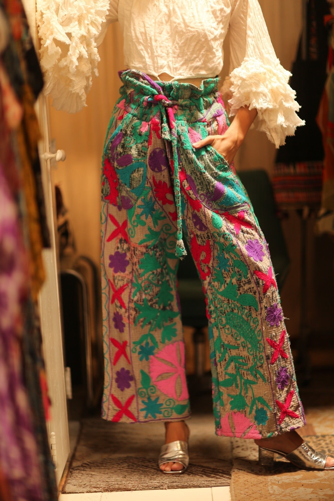KANTHA EMBROIDERED PANTS WISSA - MOMO STUDIO BERLIN - Berlin Concept Store - sustainable & ethical fashion
