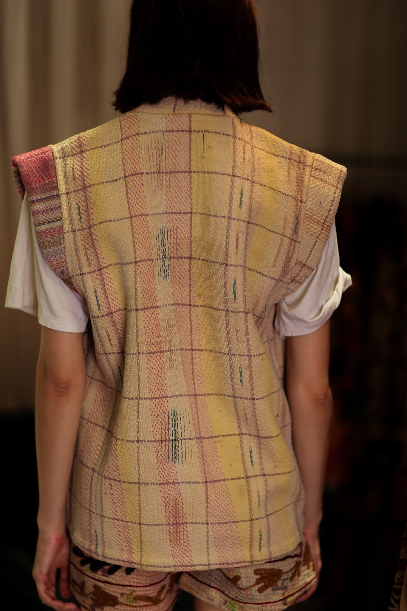 KANTHA GILET VEST BANANA CHECKS - MOMO STUDIO BERLIN - Berlin Concept Store - sustainable & ethical fashion