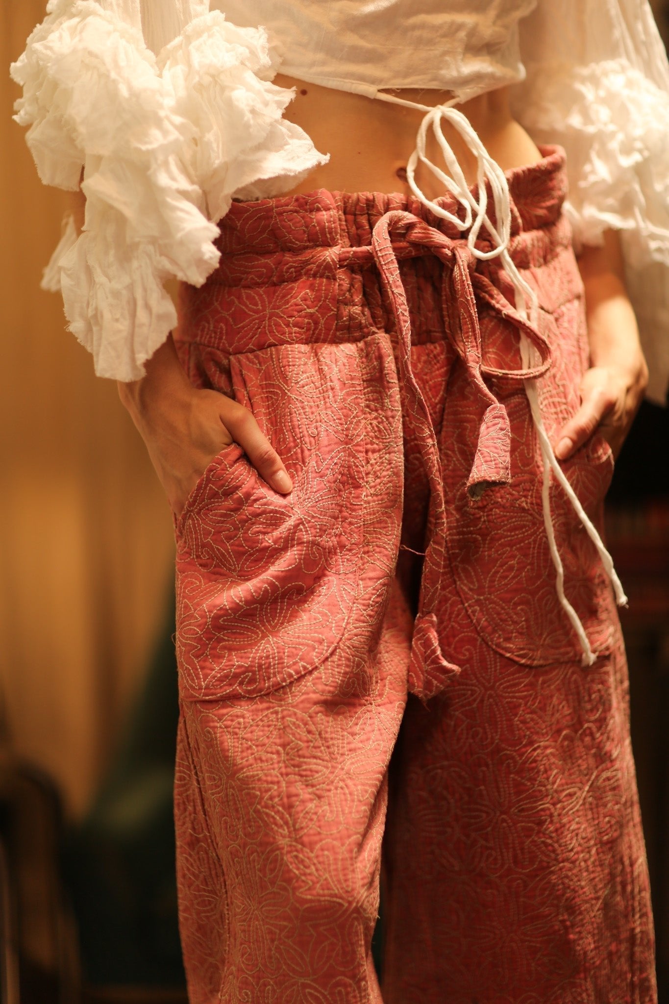 KANTHA PANTS LENA PINK SOLID - MOMO STUDIO BERLIN - Berlin Concept Store - sustainable & ethical fashion