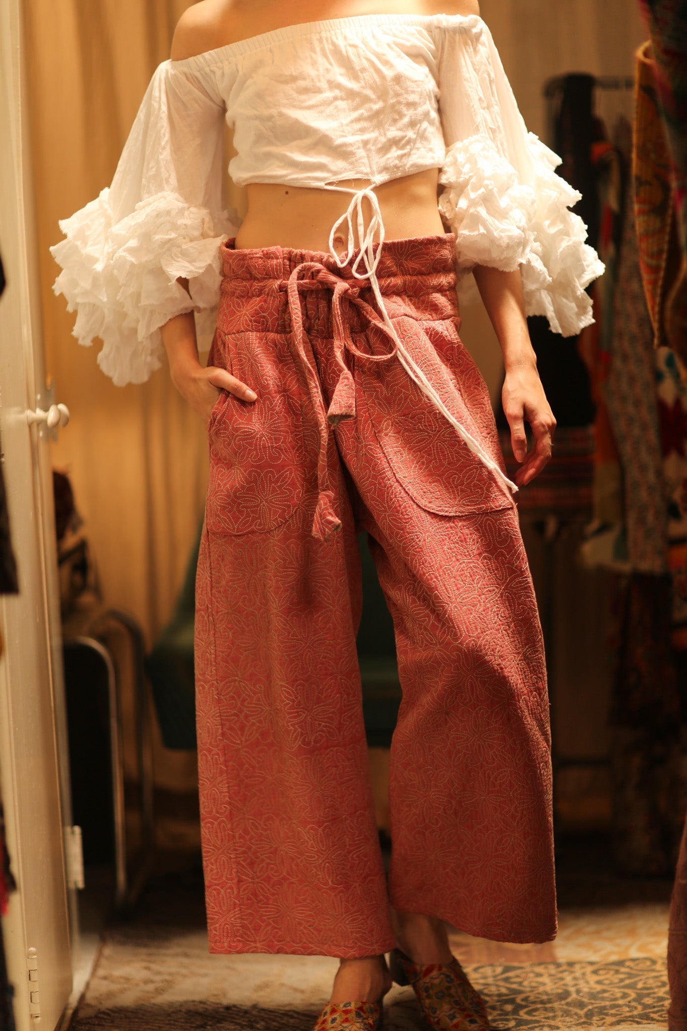 KANTHA PANTS LENA PINK SOLID - MOMO STUDIO BERLIN - Berlin Concept Store - sustainable & ethical fashion