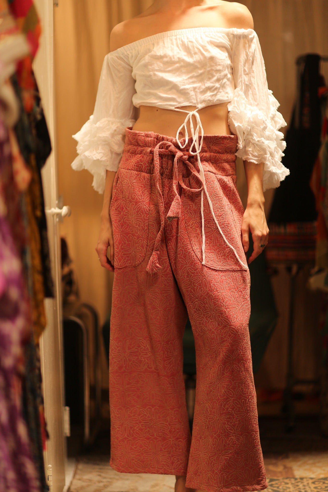 KANTHA PANTS LENA PINK SOLID - MOMO STUDIO BERLIN - Berlin Concept Store - sustainable & ethical fashion
