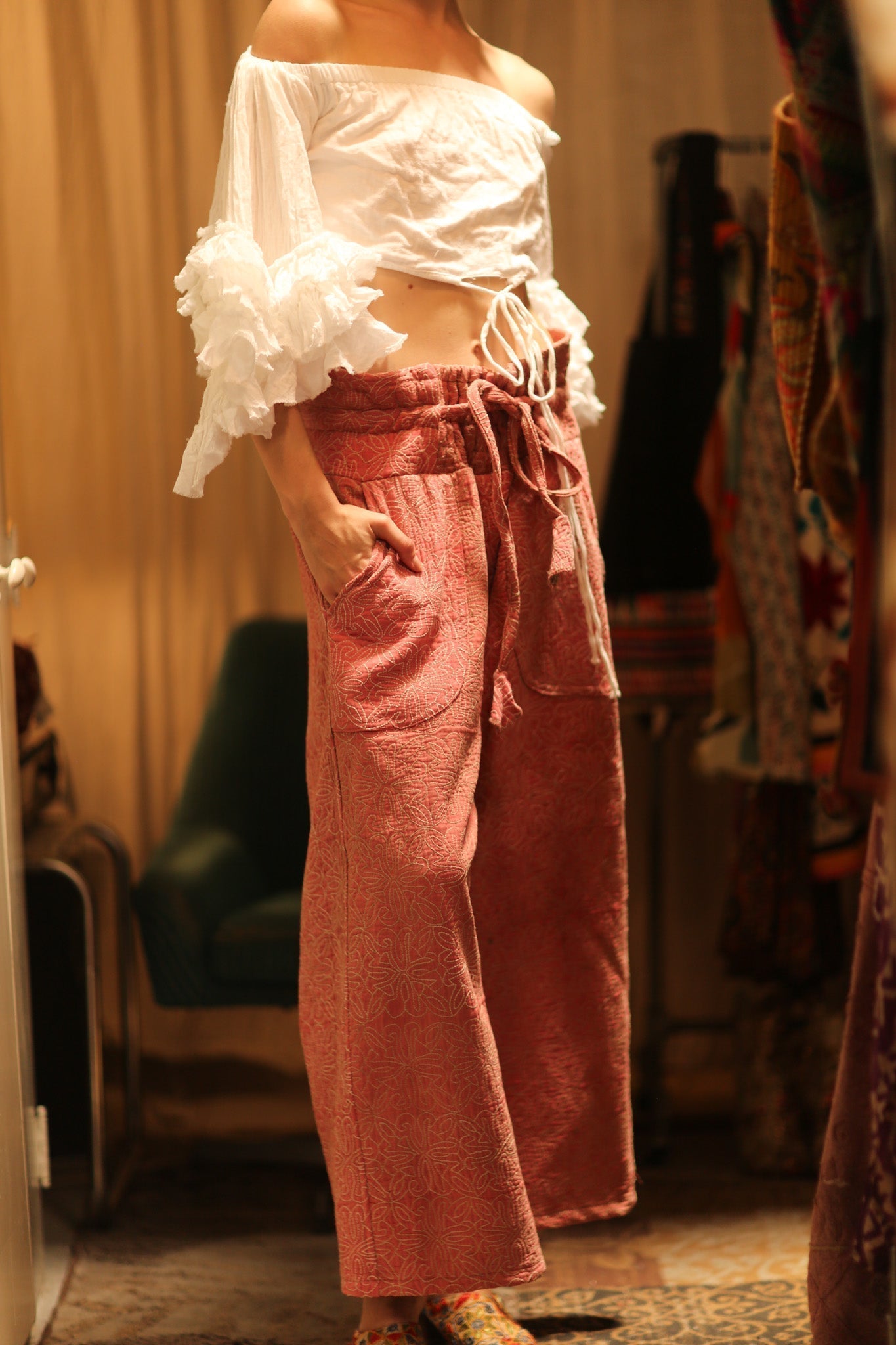 KANTHA PANTS LENA PINK SOLID - MOMO STUDIO BERLIN - Berlin Concept Store - sustainable & ethical fashion