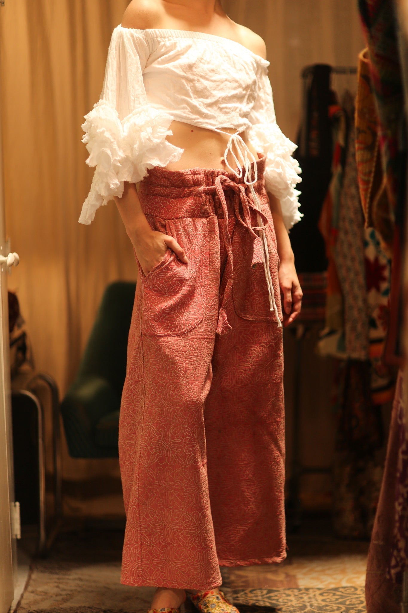 KANTHA PANTS LENA PINK SOLID - MOMO STUDIO BERLIN - Berlin Concept Store - sustainable & ethical fashion