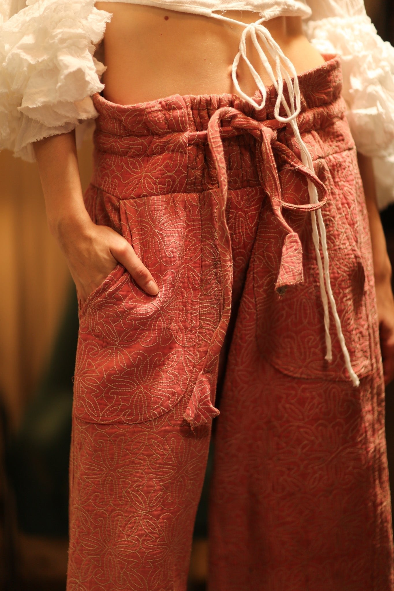 KANTHA PANTS LENA PINK SOLID - MOMO STUDIO BERLIN - Berlin Concept Store - sustainable & ethical fashion