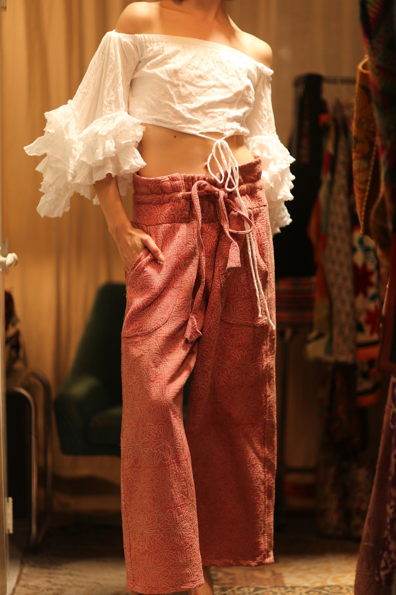 KANTHA PANTS LENA PINK SOLID - MOMO STUDIO BERLIN - Berlin Concept Store - sustainable & ethical fashion