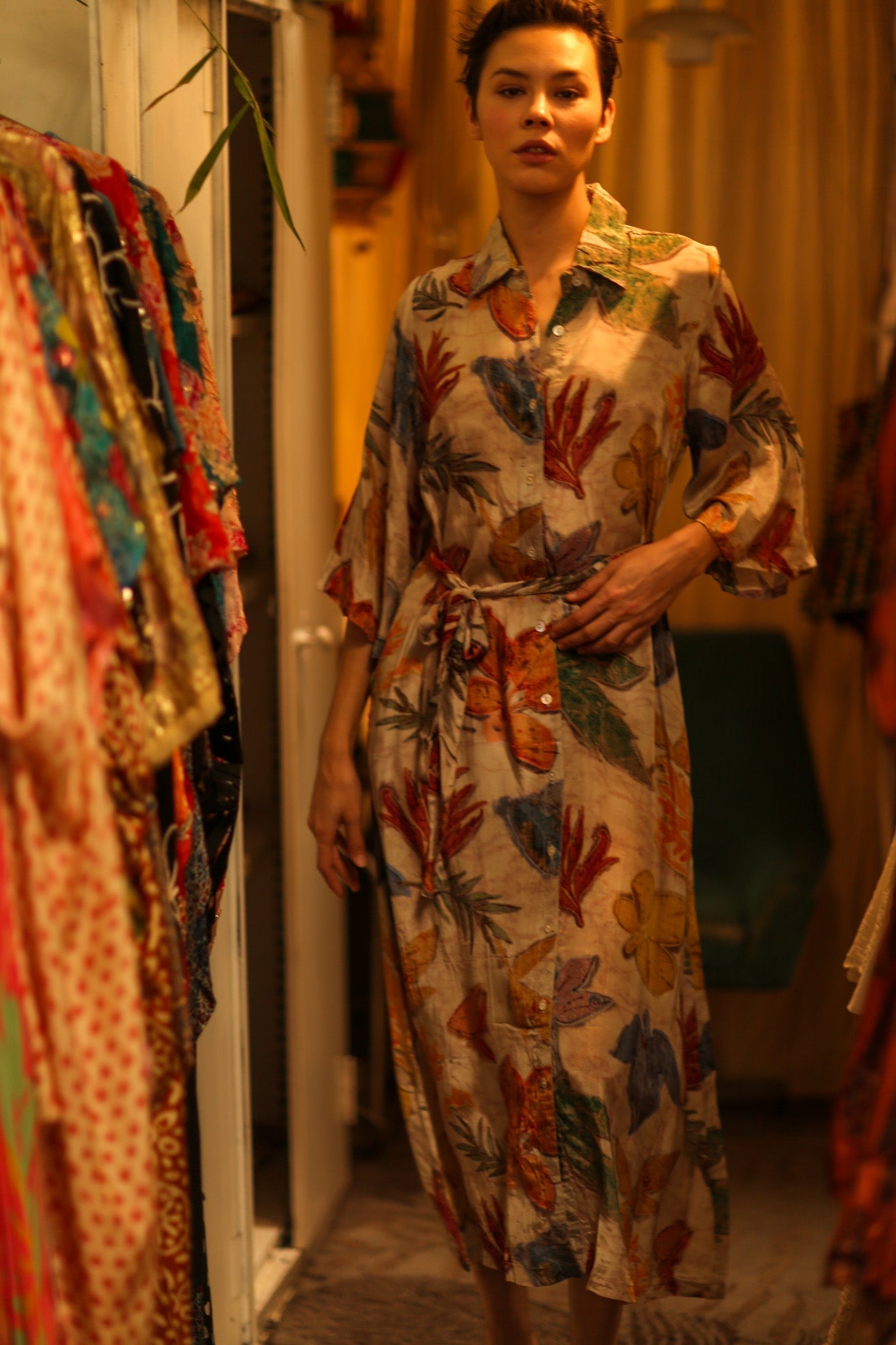 LEAF PRINTED BOTTOM DRESS - MOMO STUDIO BERLIN - Berlin Concept Store - sustainable & ethical fashion