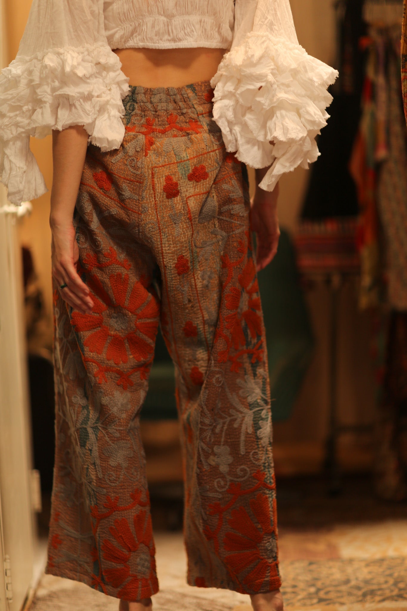 LENA KANTHA TROUSERS ORANGE FLOWERS - MOMO STUDIO BERLIN - Berlin Concept Store - sustainable & ethical fashion