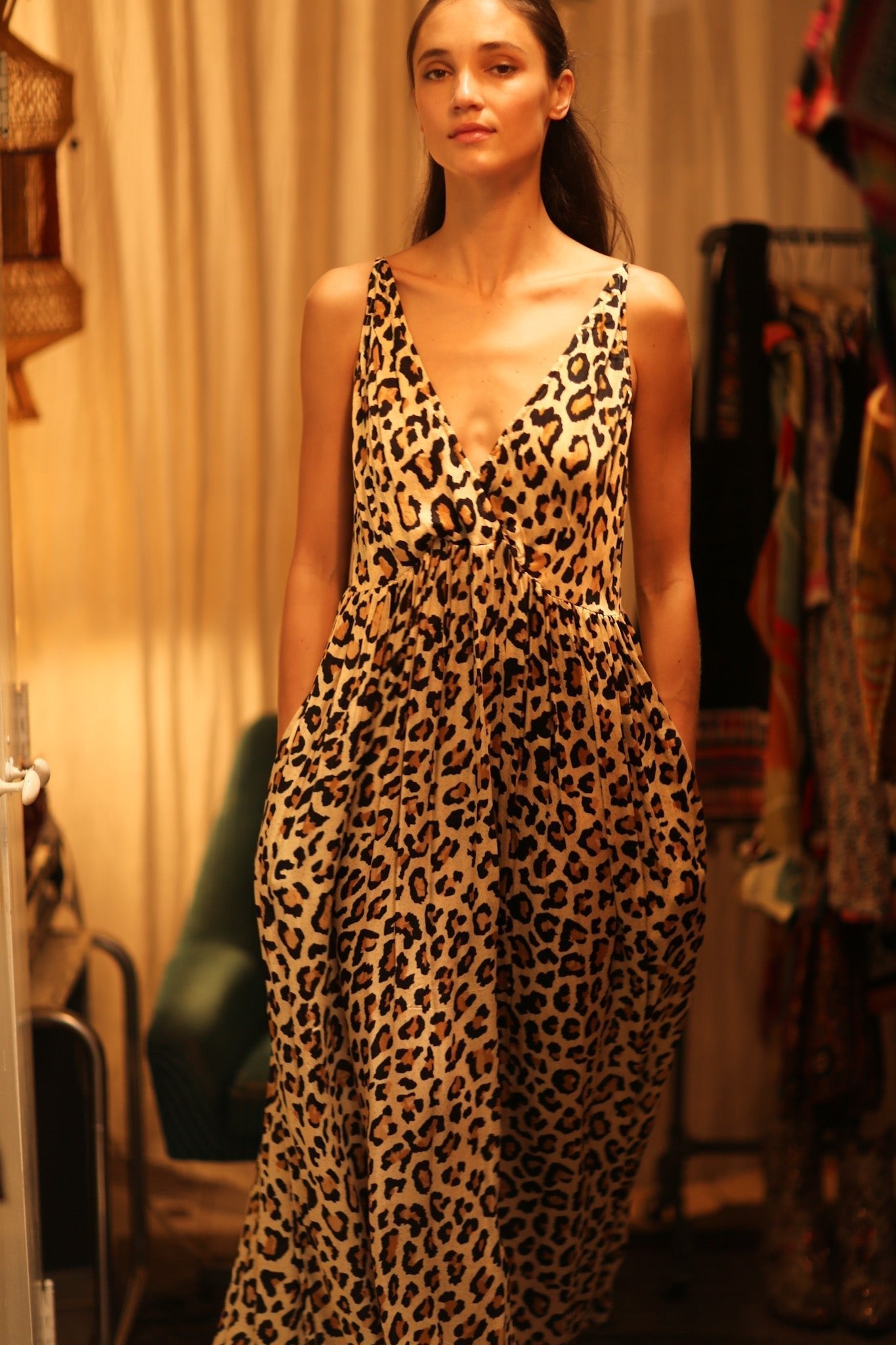 LEO PRINT SILK SHOULDER STRAP DRESS LILY - MOMO STUDIO BERLIN - Berlin Concept Store - sustainable & ethical fashion