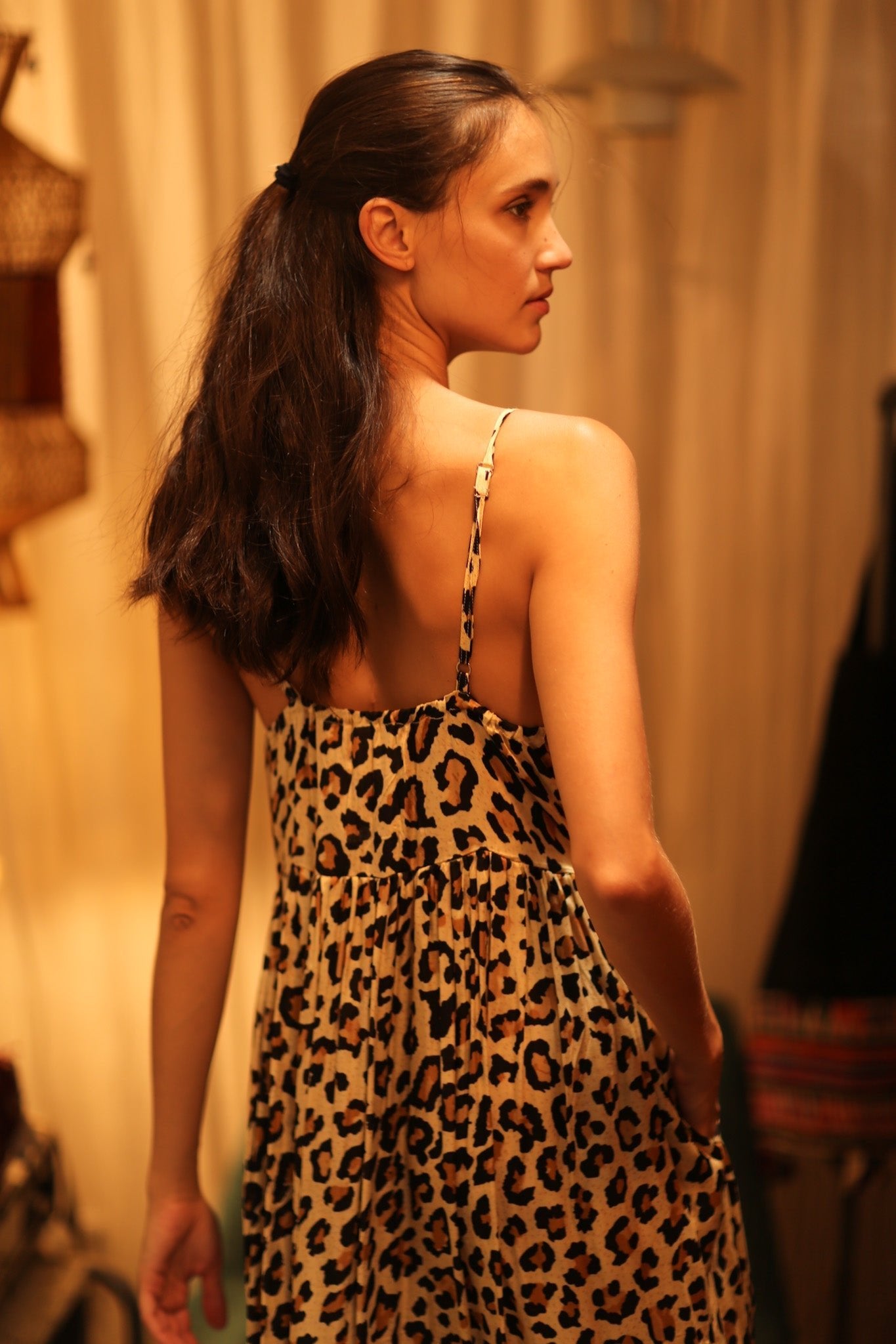 LEO PRINT SILK SHOULDER STRAP DRESS LILY - MOMO STUDIO BERLIN - Berlin Concept Store - sustainable & ethical fashion