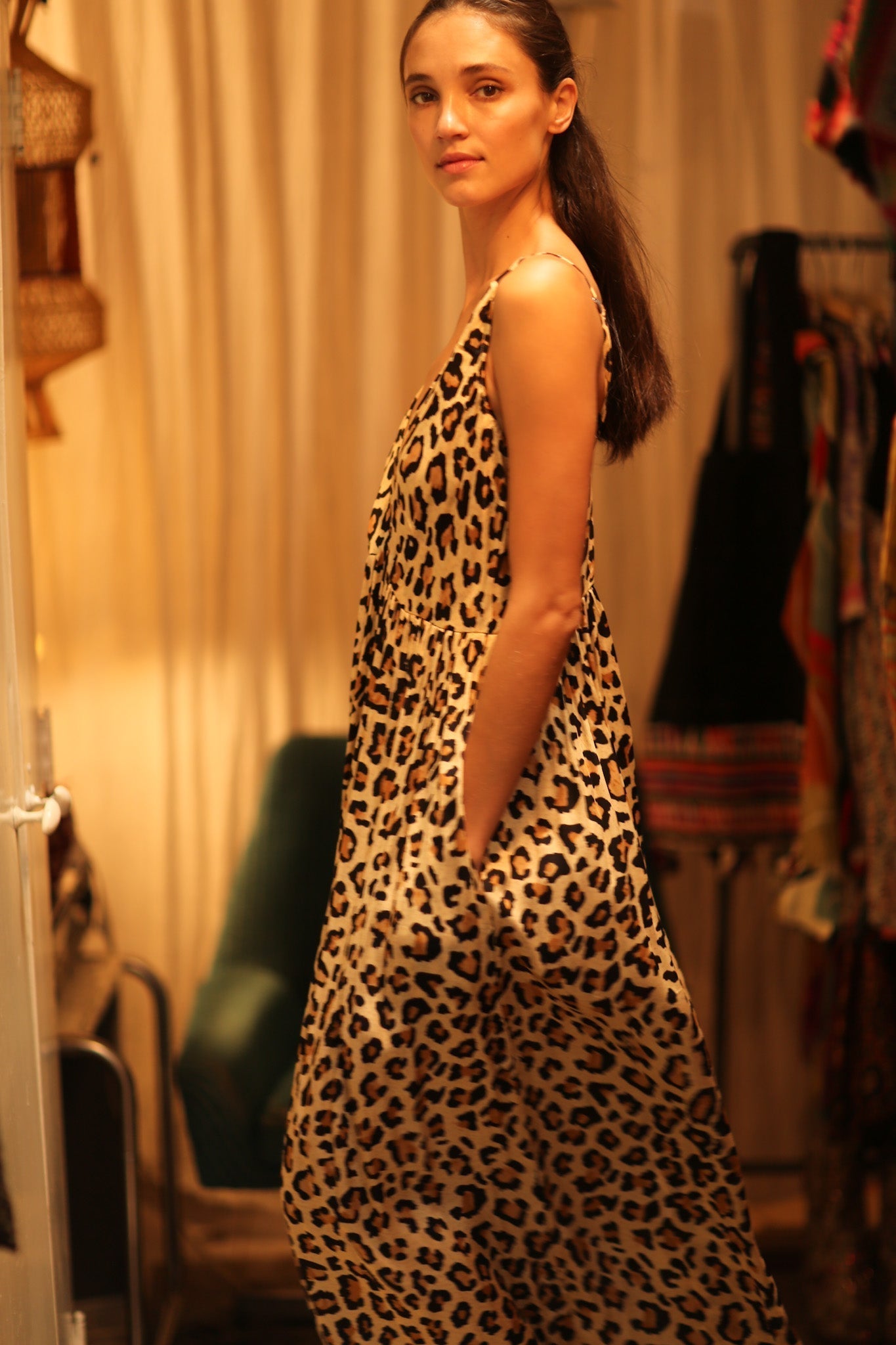 LEO PRINT SILK SHOULDER STRAP DRESS LILY - MOMO STUDIO BERLIN - Berlin Concept Store - sustainable & ethical fashion