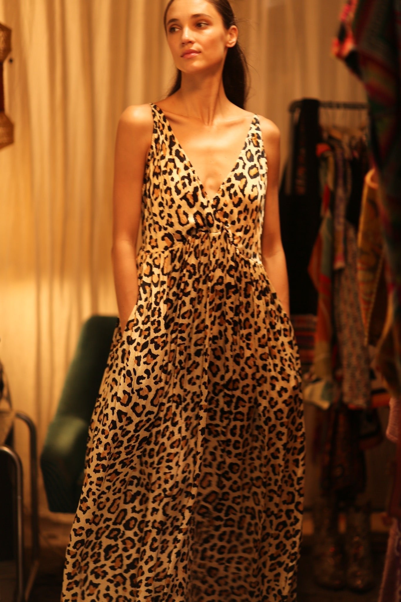 LEO PRINT SILK SHOULDER STRAP DRESS LILY - MOMO STUDIO BERLIN - Berlin Concept Store - sustainable & ethical fashion