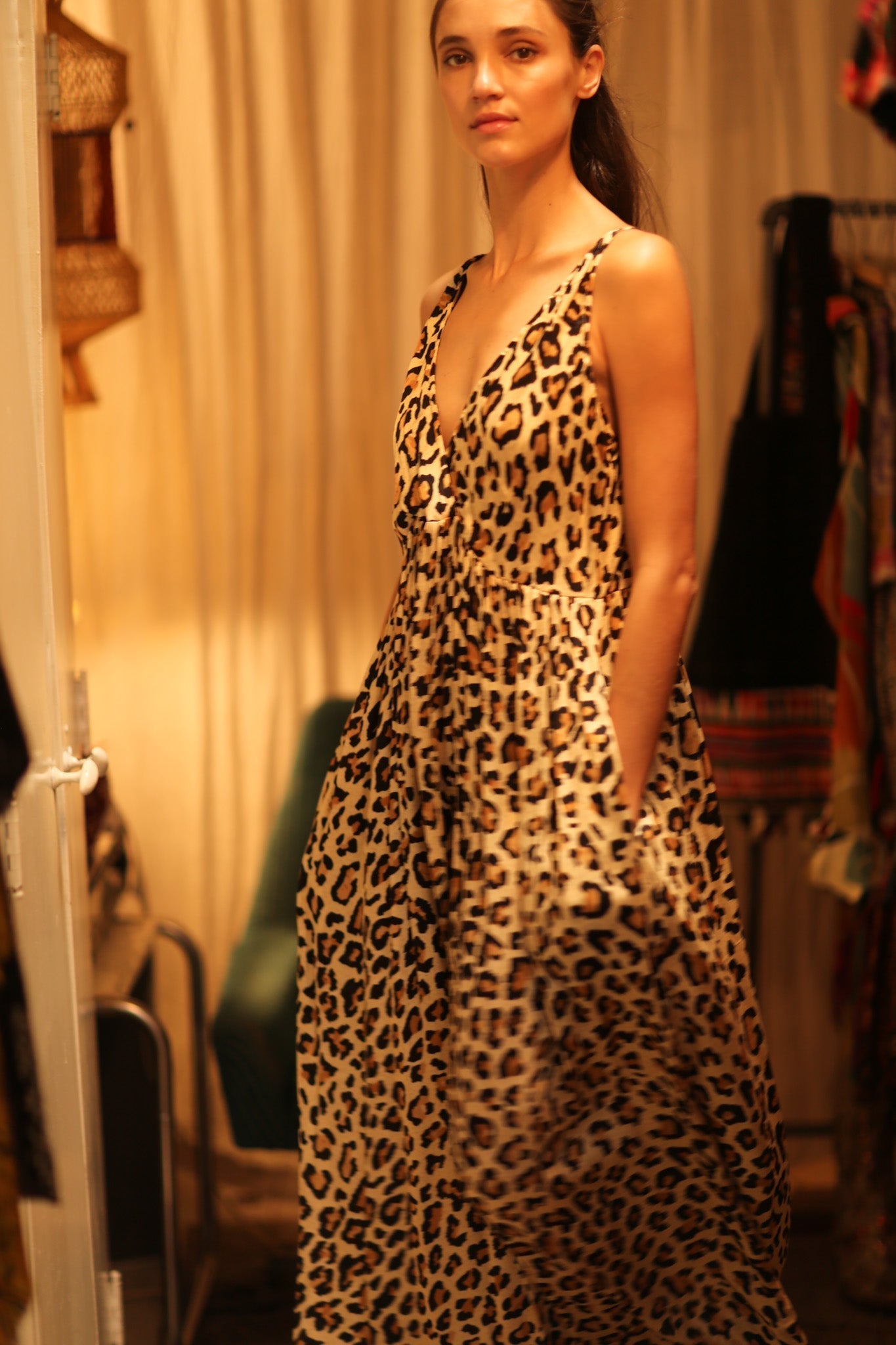 LEO PRINT SILK SHOULDER STRAP DRESS LILY - MOMO STUDIO BERLIN - Berlin Concept Store - sustainable & ethical fashion